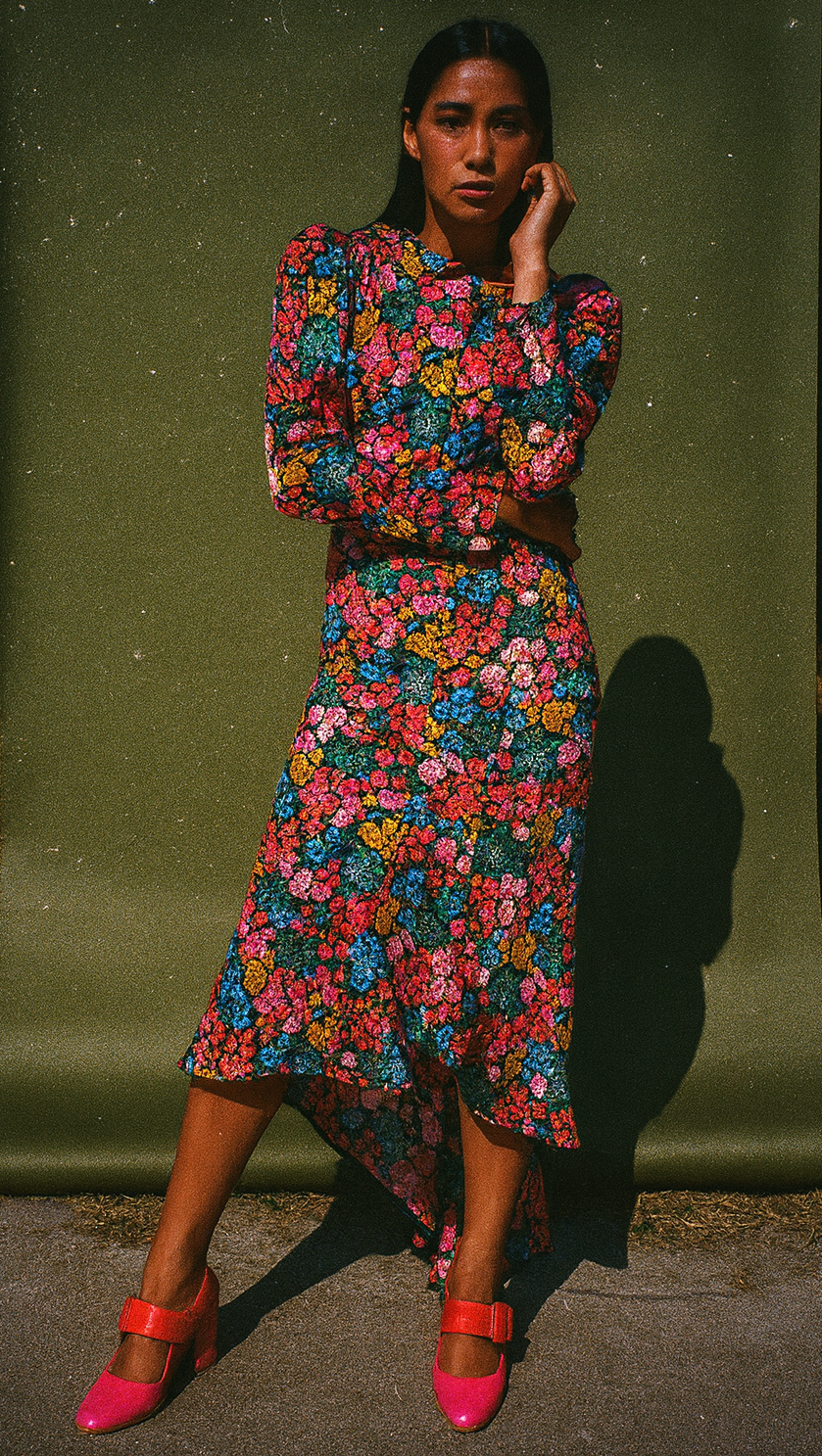 Attico Multi color floral long sleeve Dress