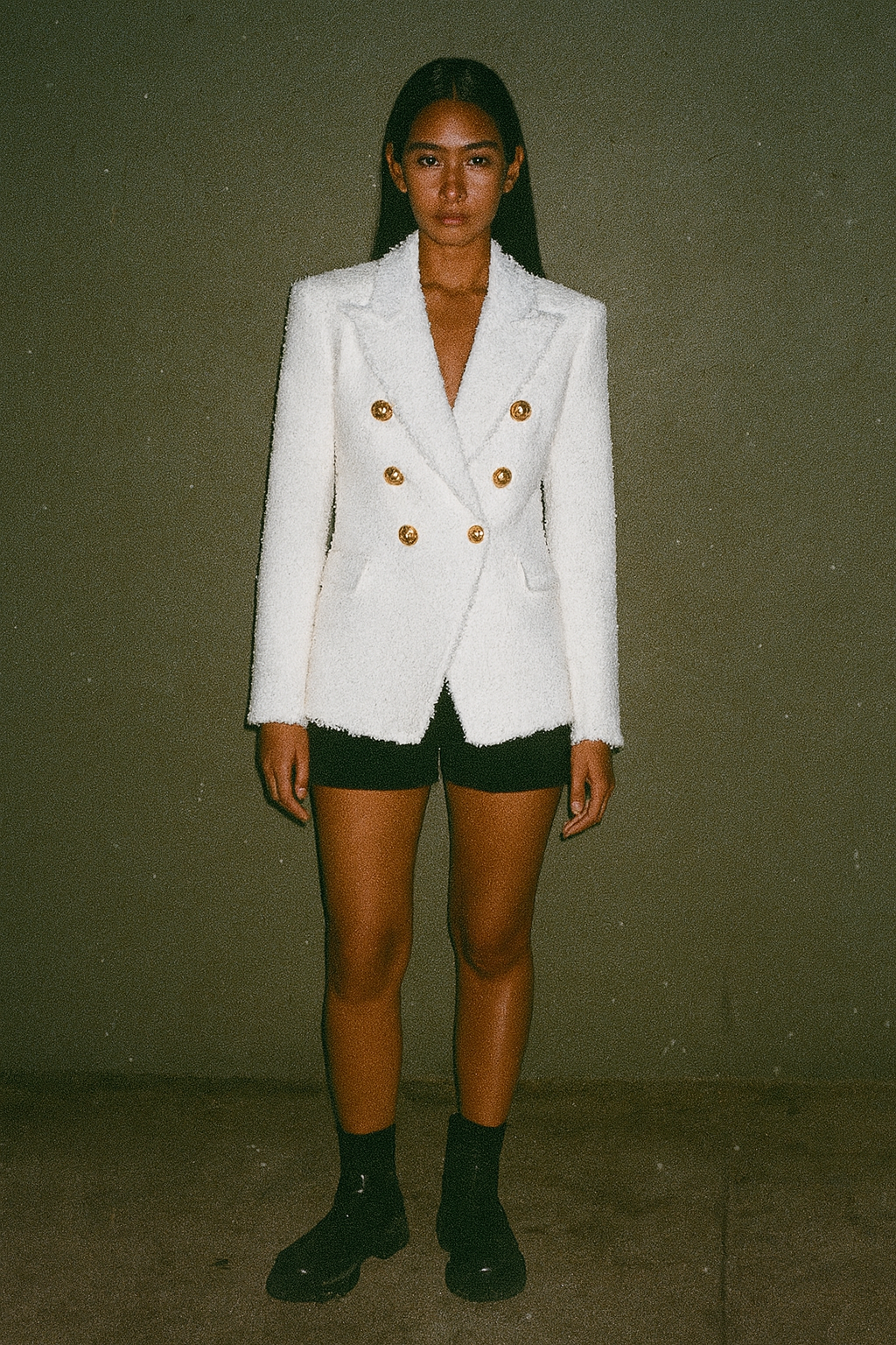 Balmain Coat White with Gold Button with B Indicate