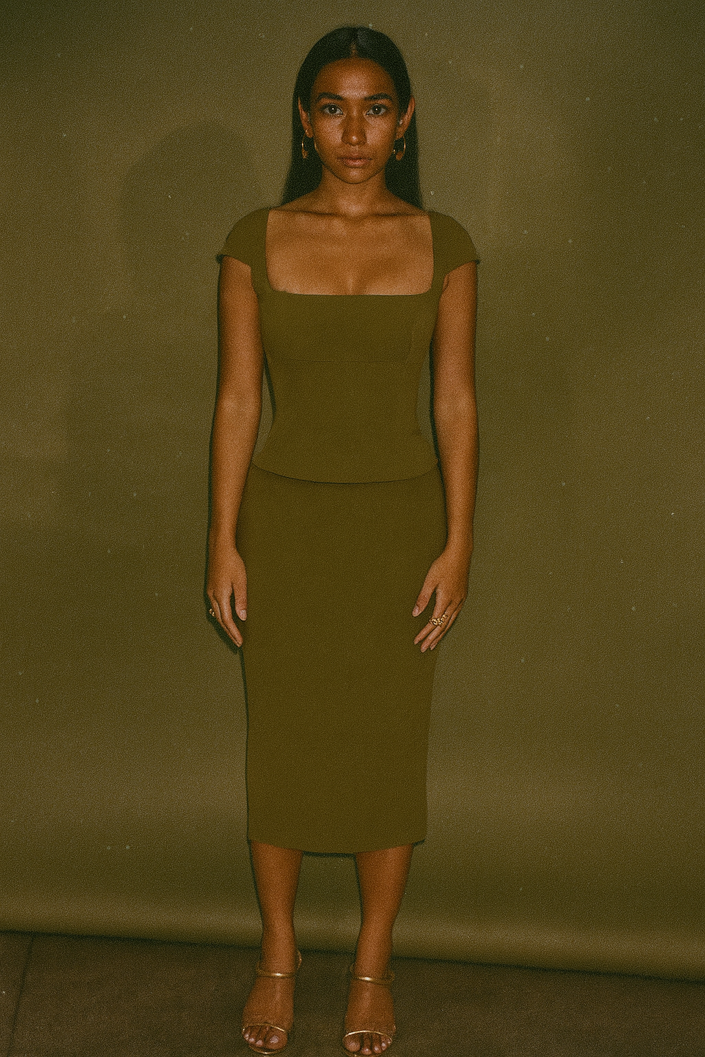House CB Green Sleeveless Bodycon Dress with Back Zip