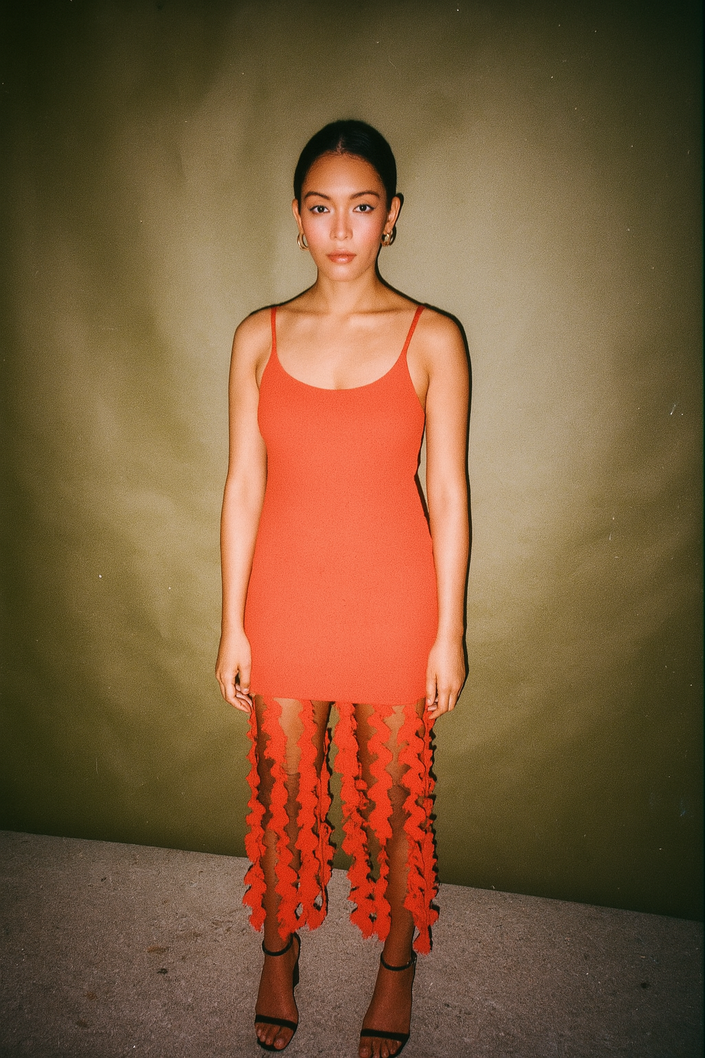 Red Dress with Crochet Fringe Detail