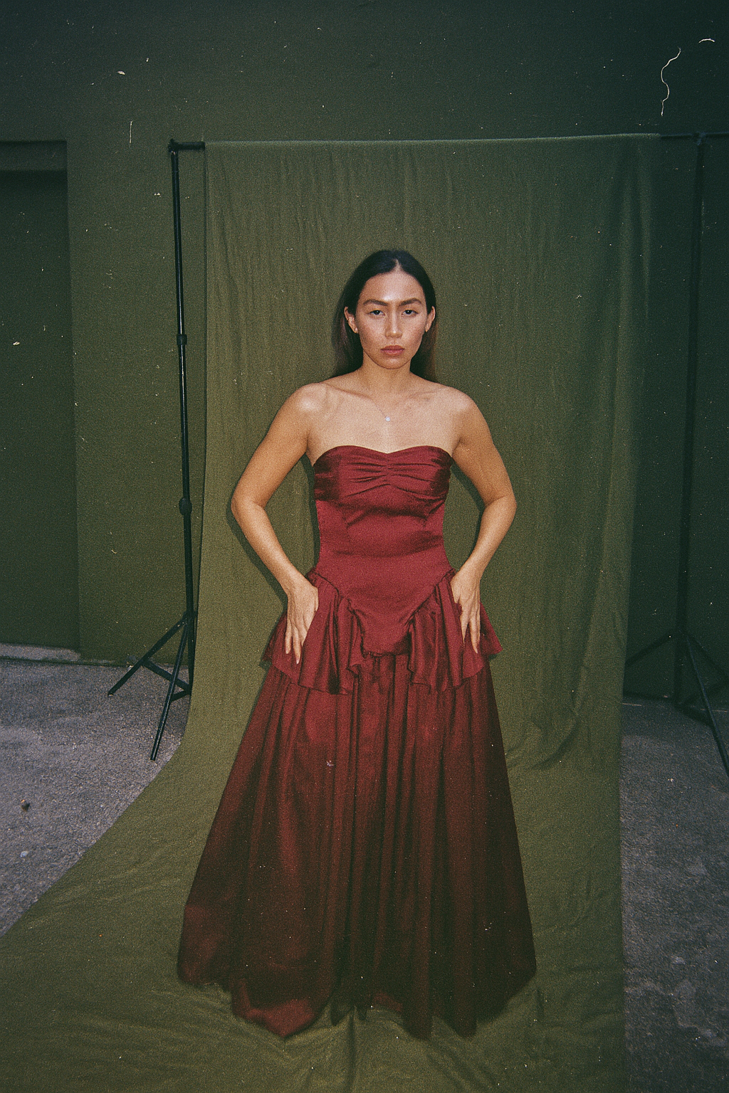 Custom Burgundy Peplum Top and Skirt