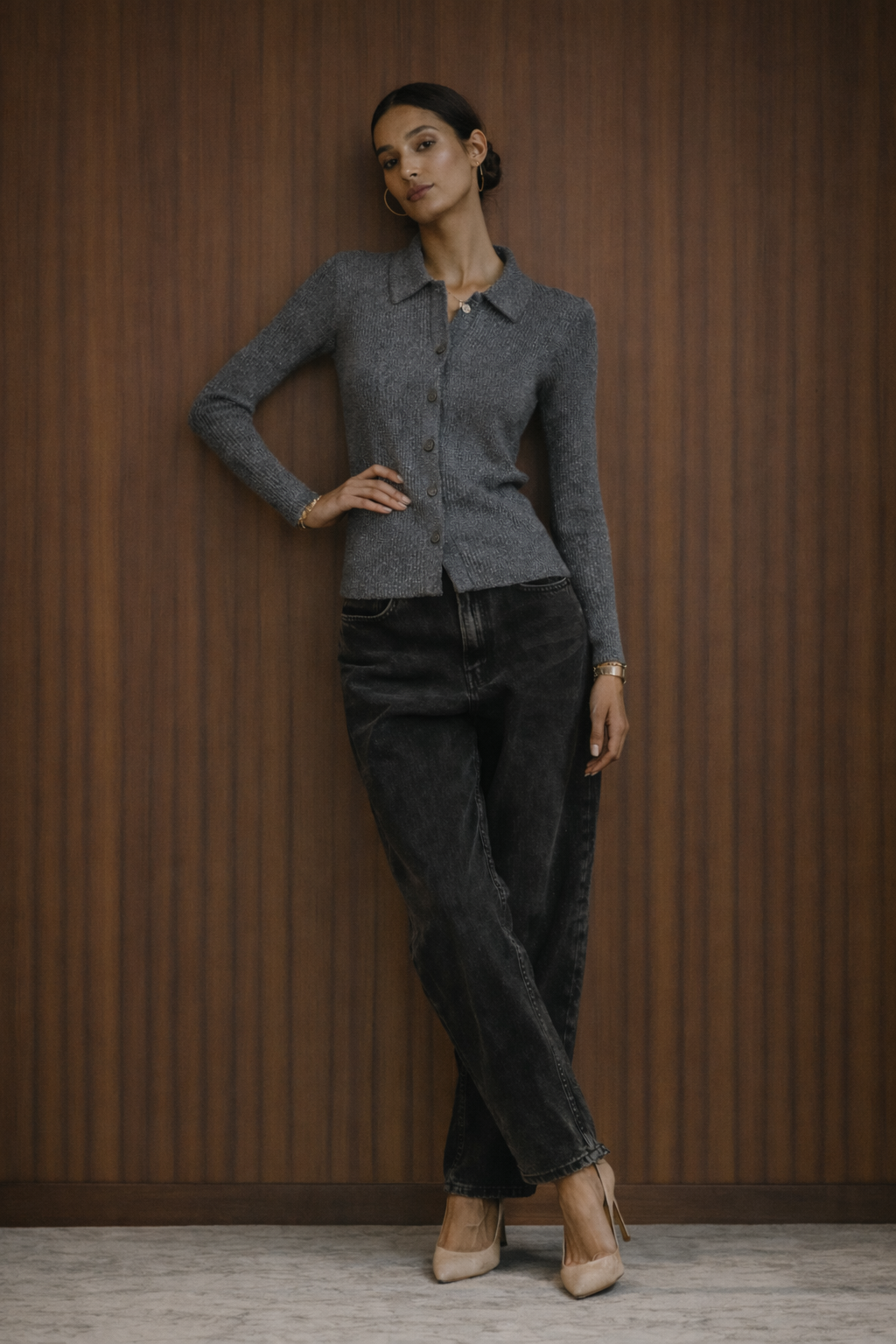 Cos Silver Longsleeve Cos Fitted