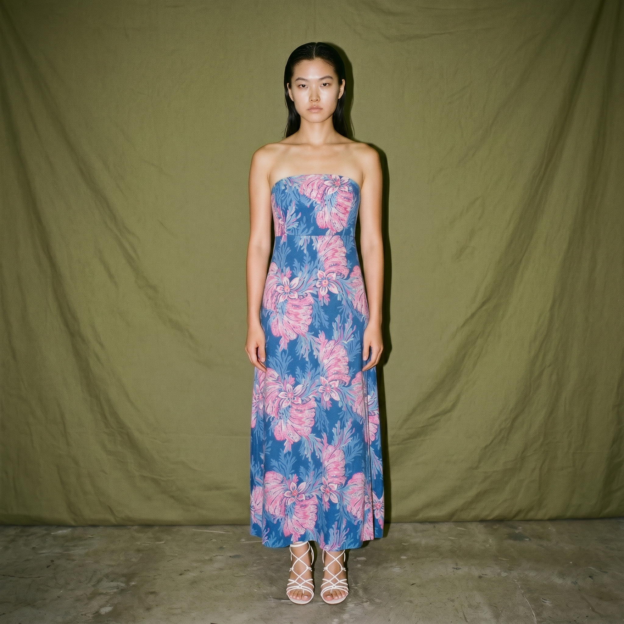 Lilly Pulitzer Tube Dress with Pink and Blue Coral Reef Inspired Print