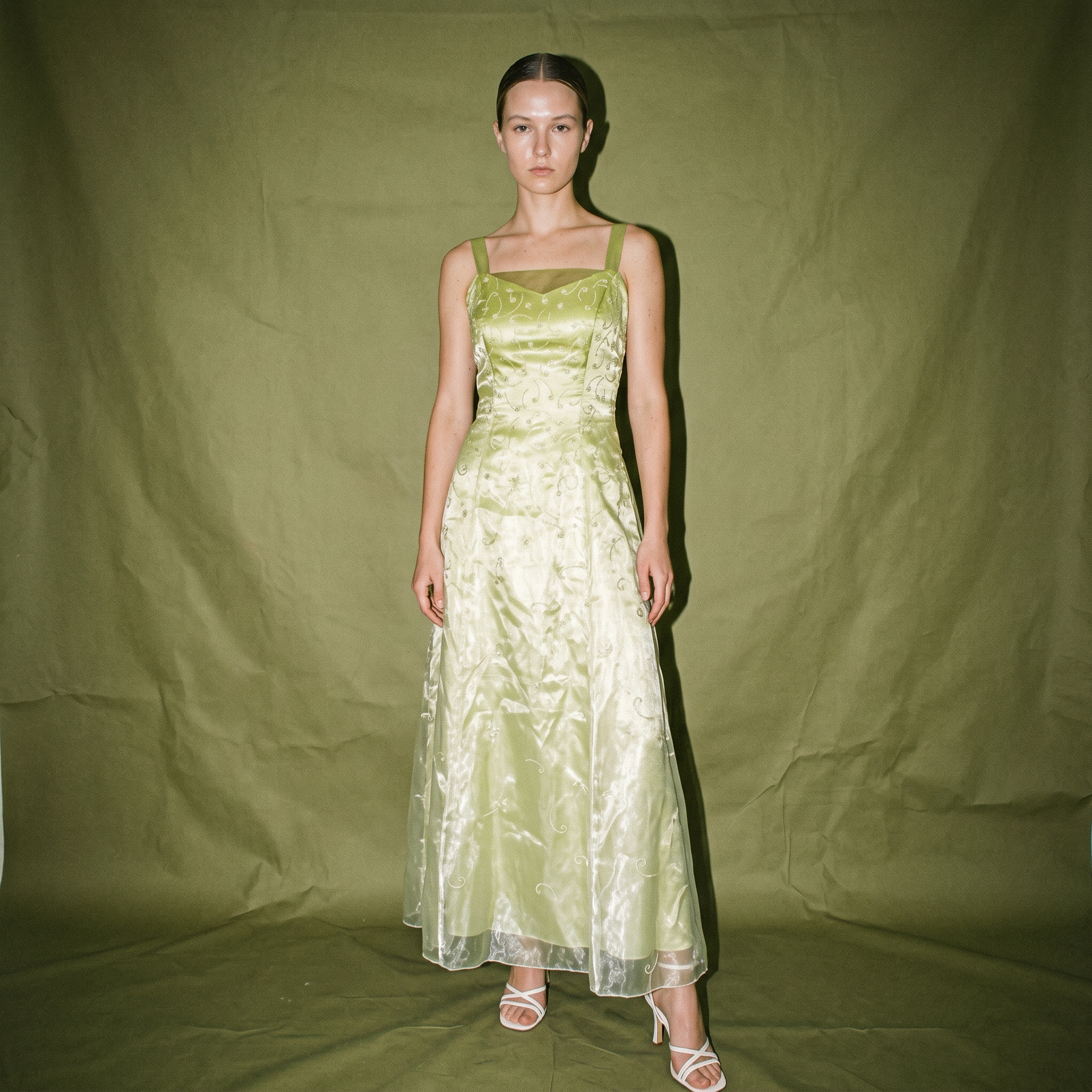 Bobby Novenario Embellished Beads V Neck Organza