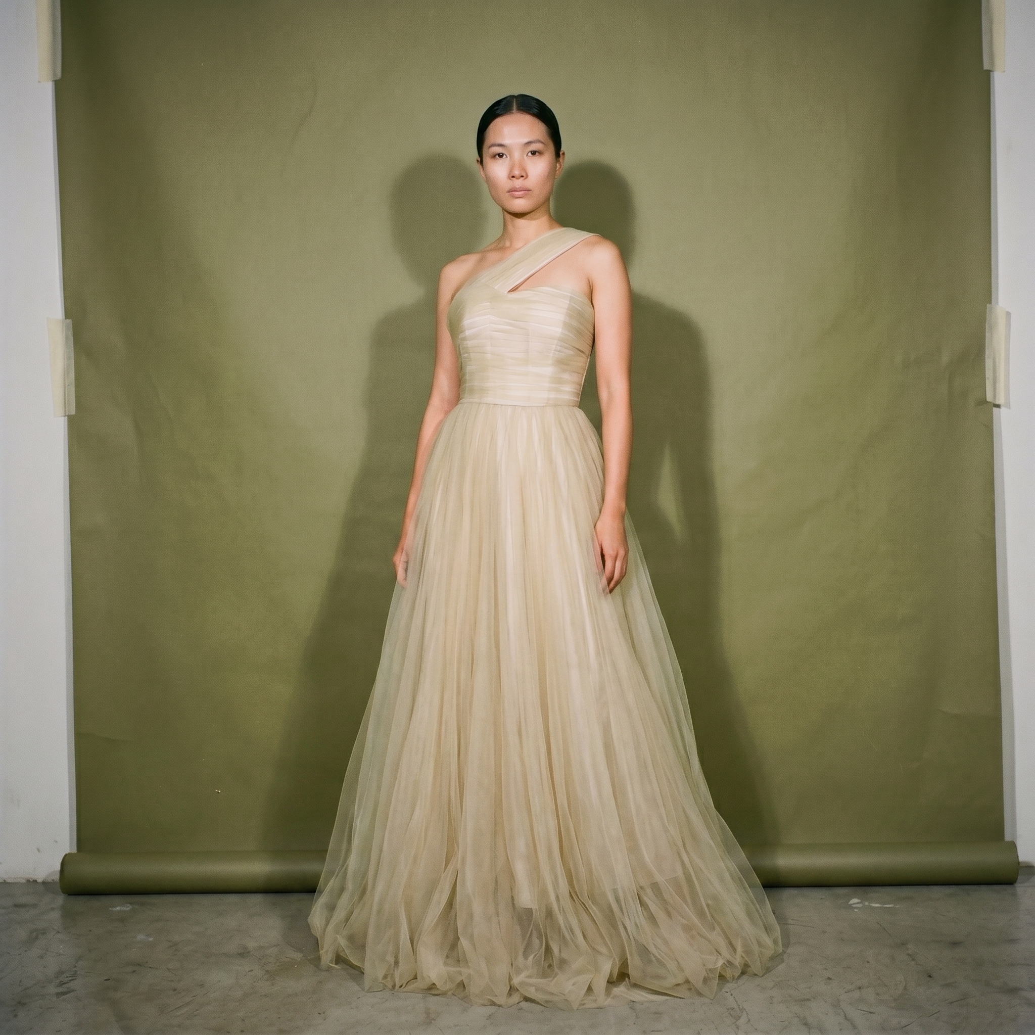 Ella Chua Light Green One Shoulder Tulle Dress