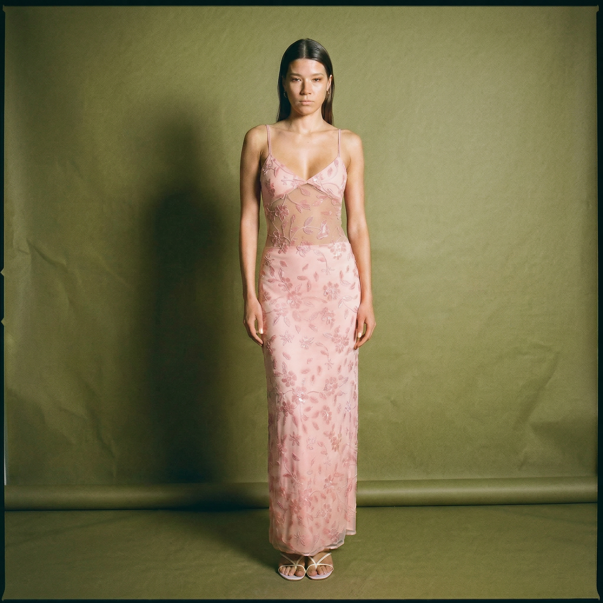 Peppermayo Pink Floral Beaded Maxi Dress