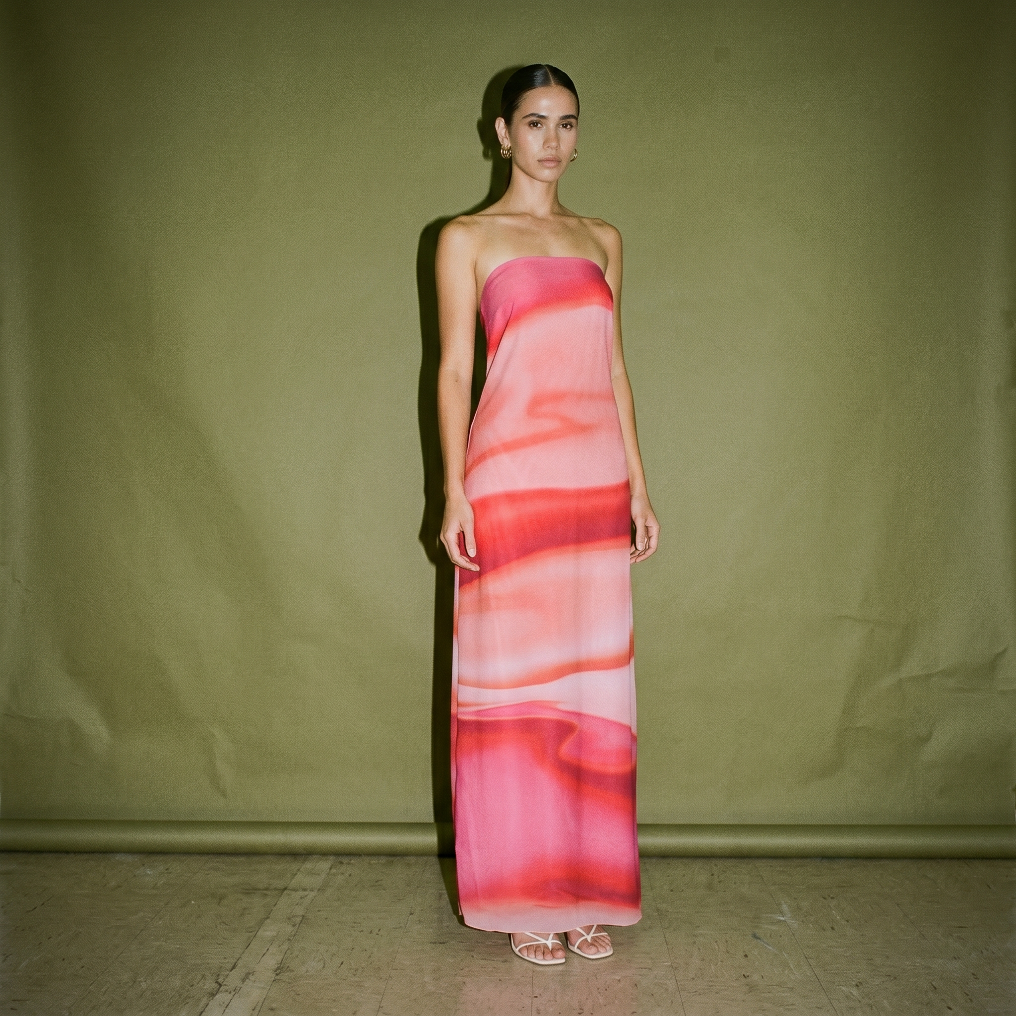 Meshki Tube Dress Pink Sunset Print