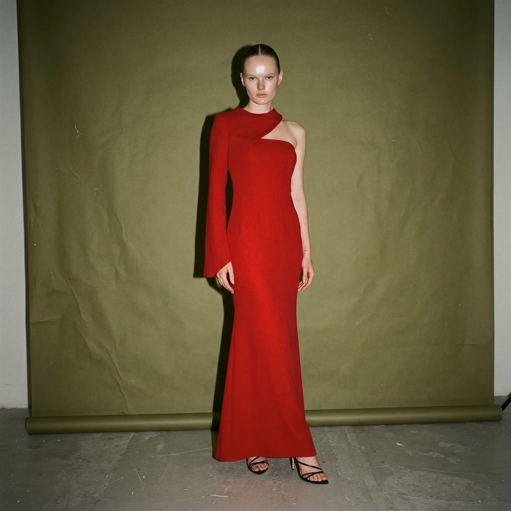 Joanna Andraos Scarlet Corset Dress Floor Length Long Sleeve