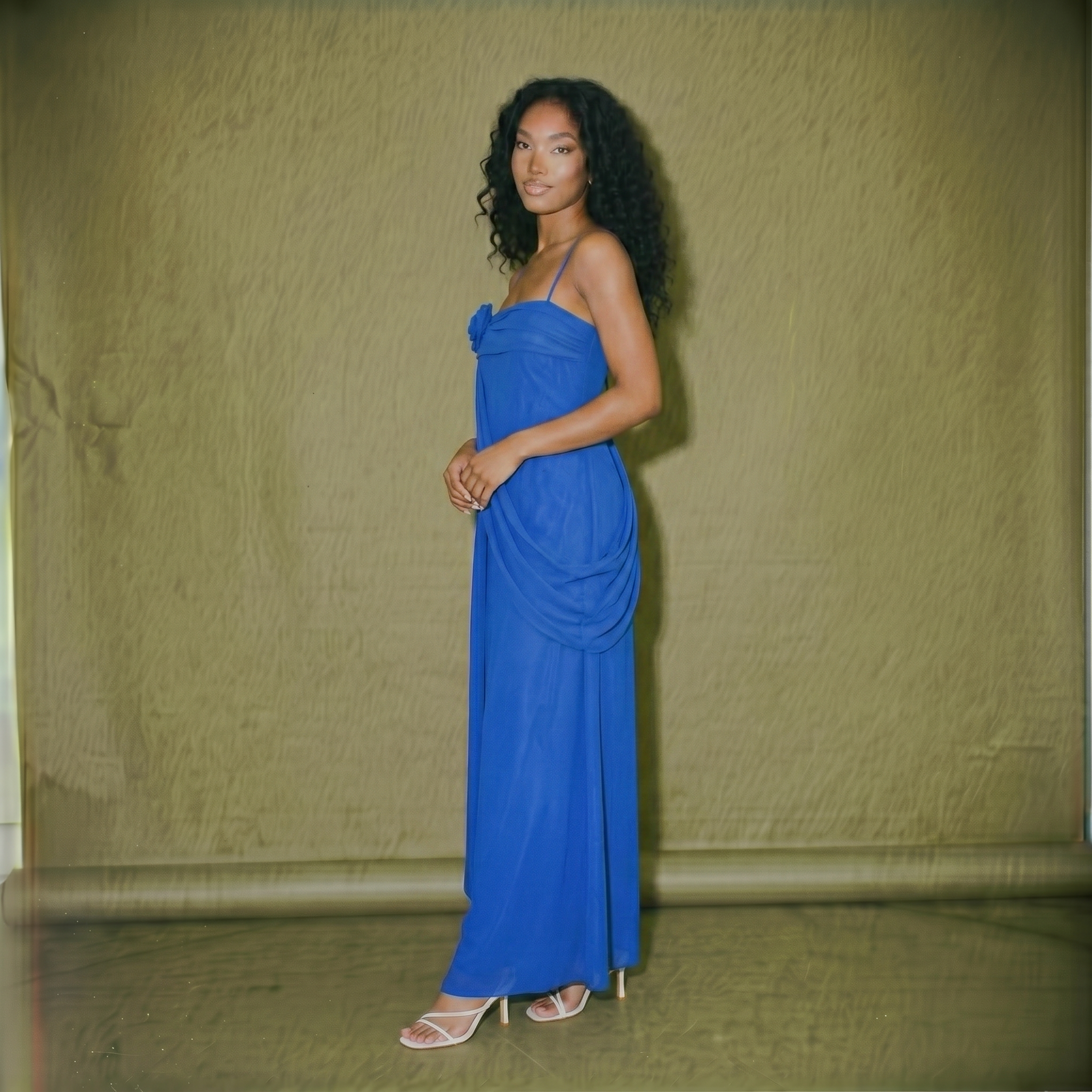 Meshki Leena Chiffon Maxi Dress Cobalt