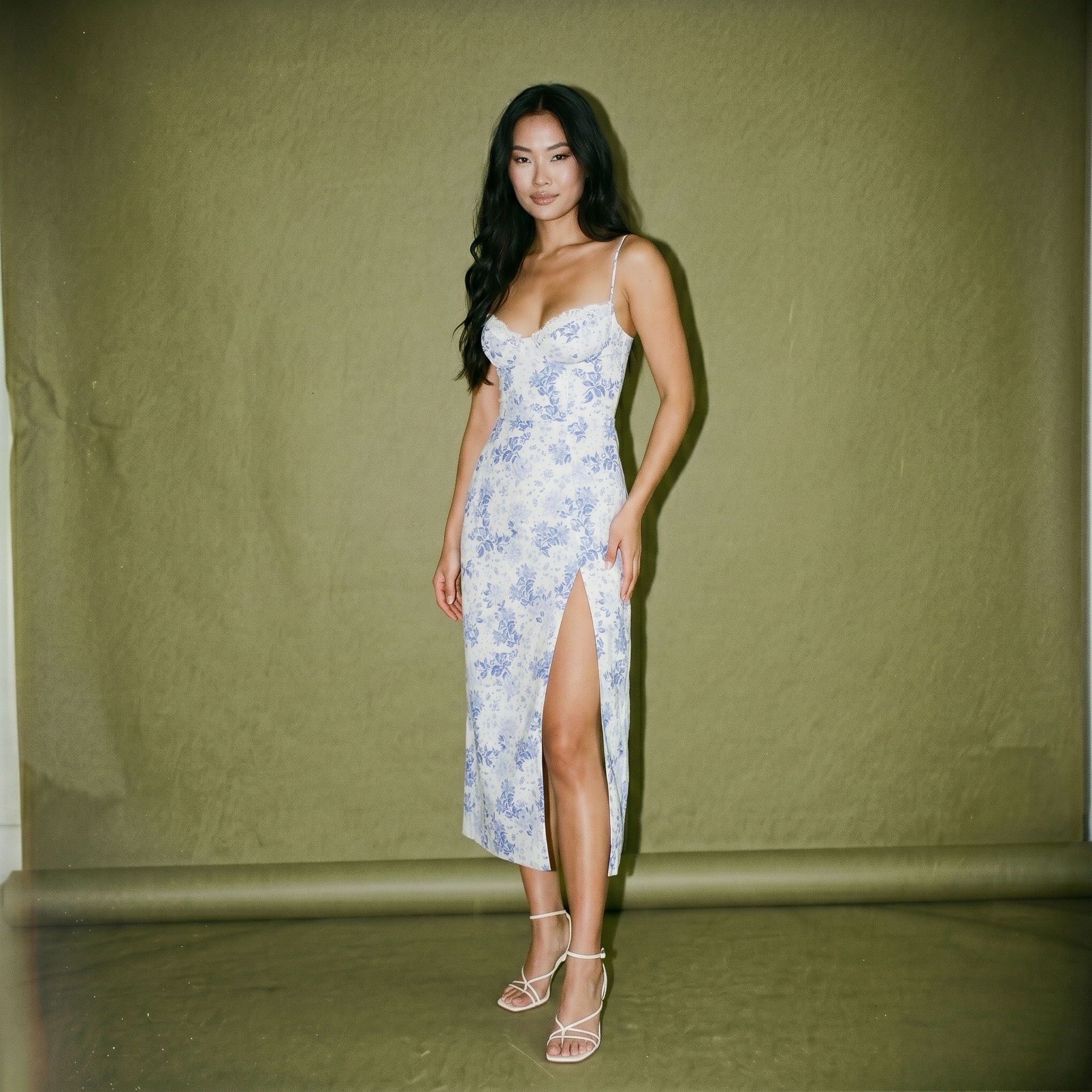 Blue Print Corset Midi Dress by House of CB