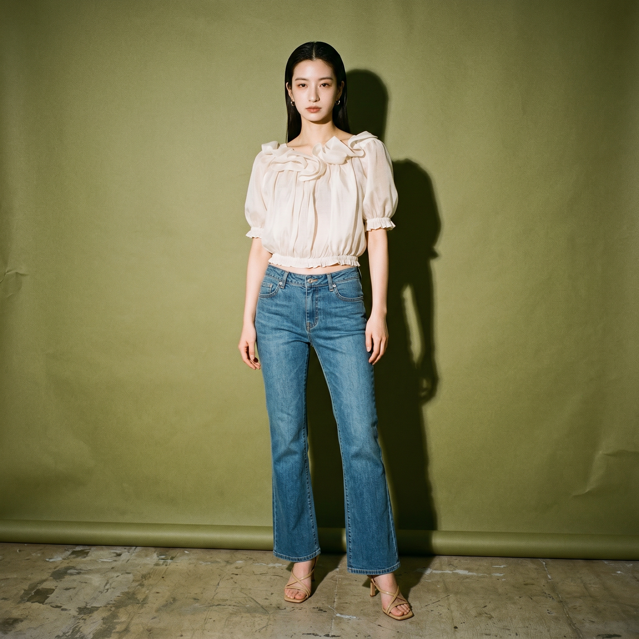 Yong Studio Ruffle Sleeve Cream Linen Top