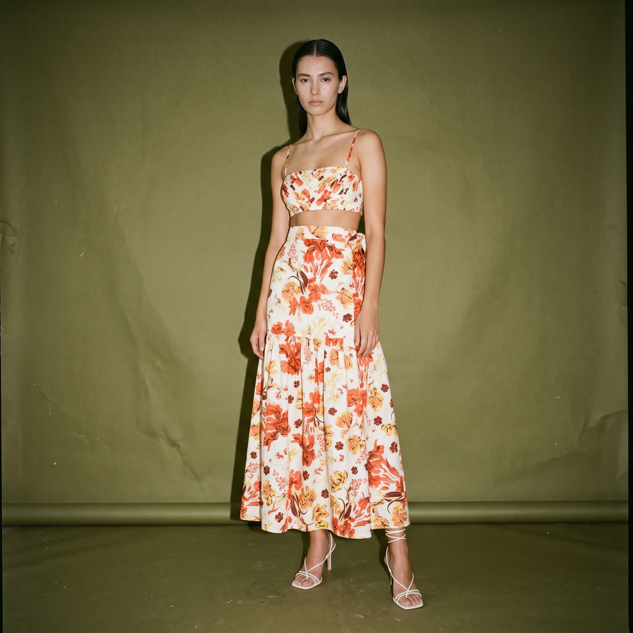 Shona Joy Kalani Pleated Bralette in a Colorful Floral