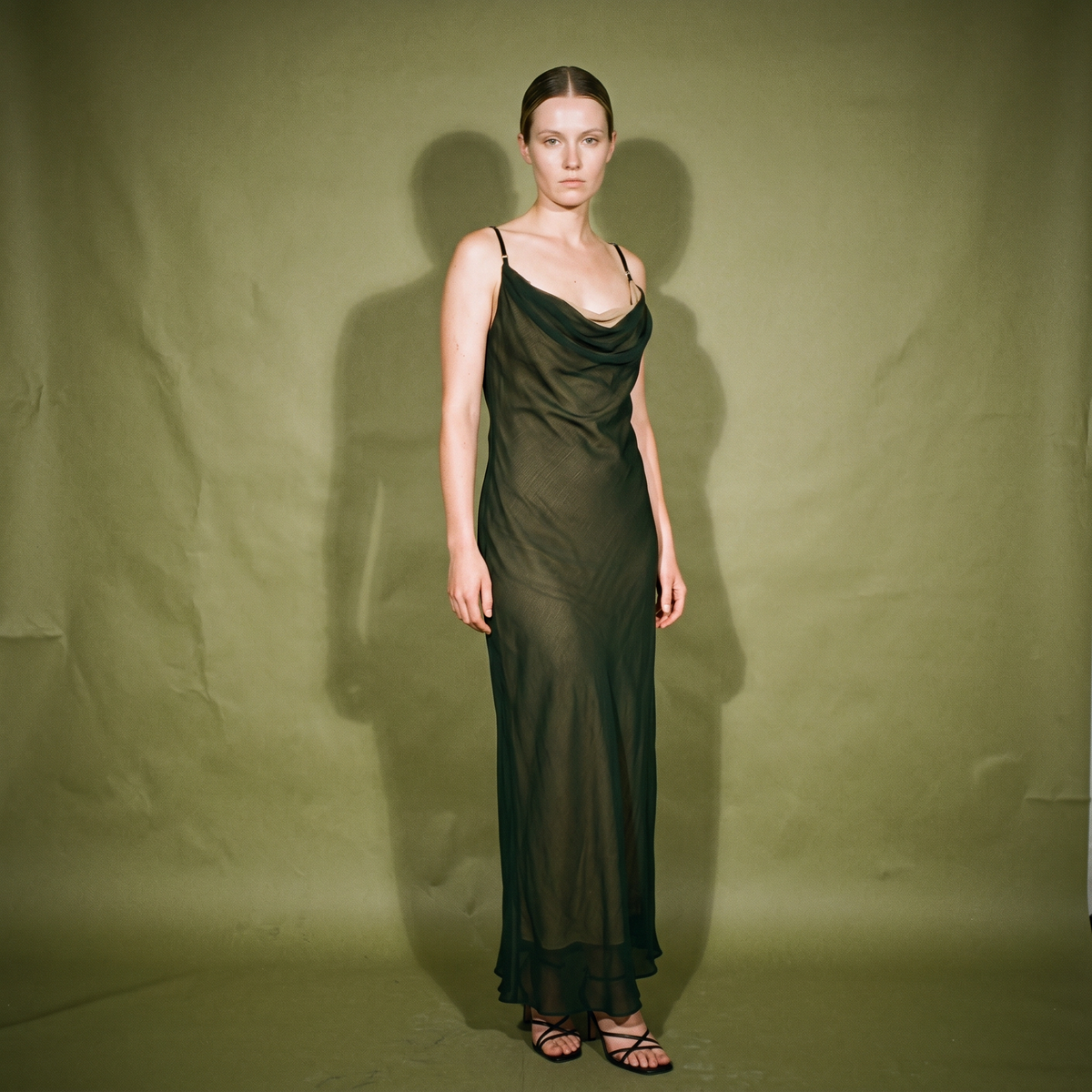 Elan Wear Willow Dress with Cowl Neck in the Front Tulle