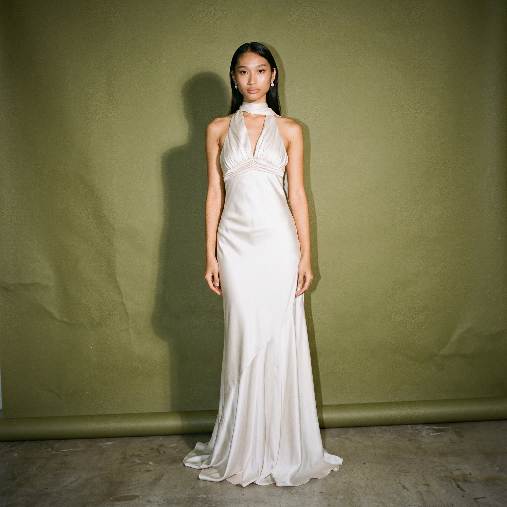 Apogee Atheia Dress Silk Maxi Dress Halter Neck and Gathered Bust