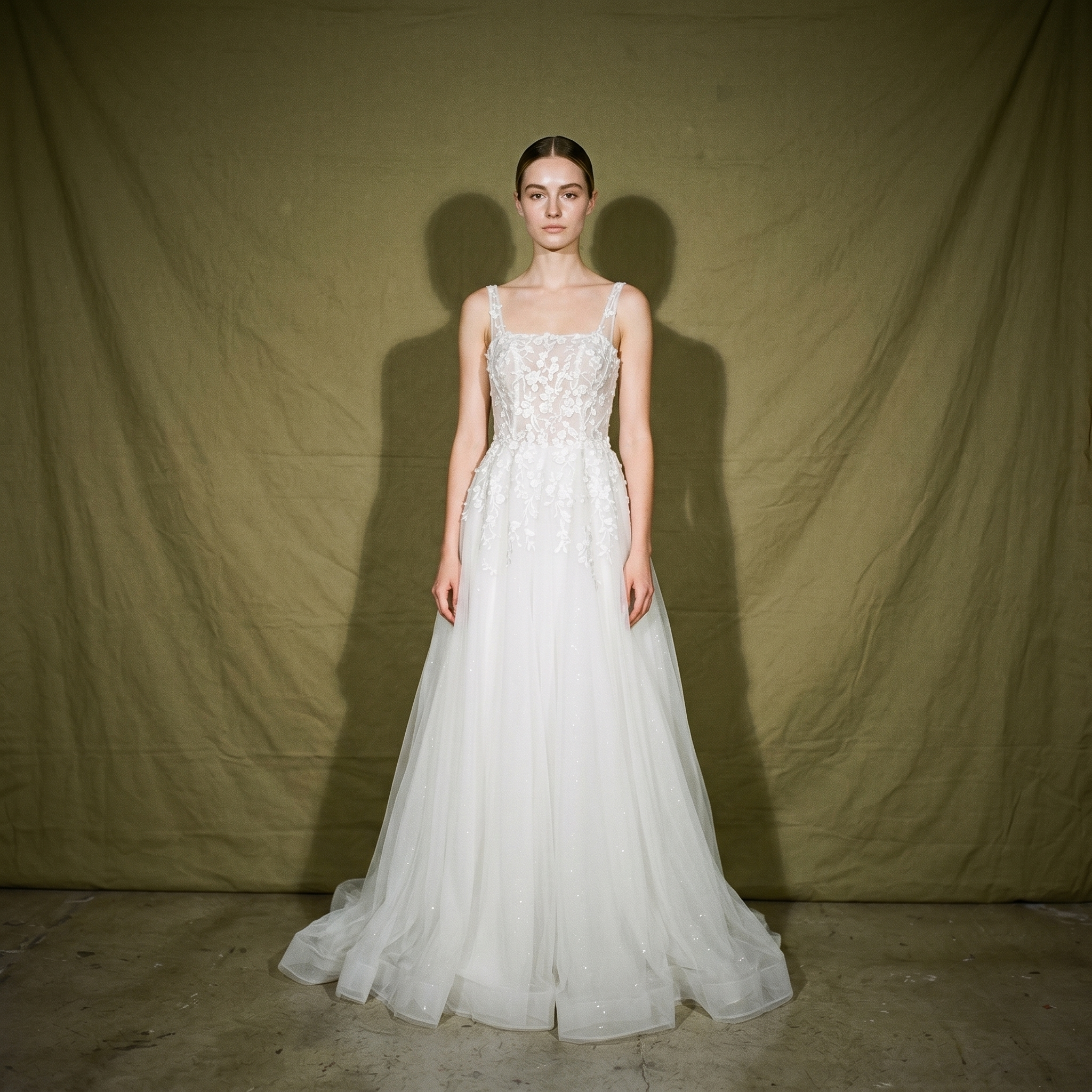 White Label Floral Lace Appliques and Ethereal Tulle Skirt