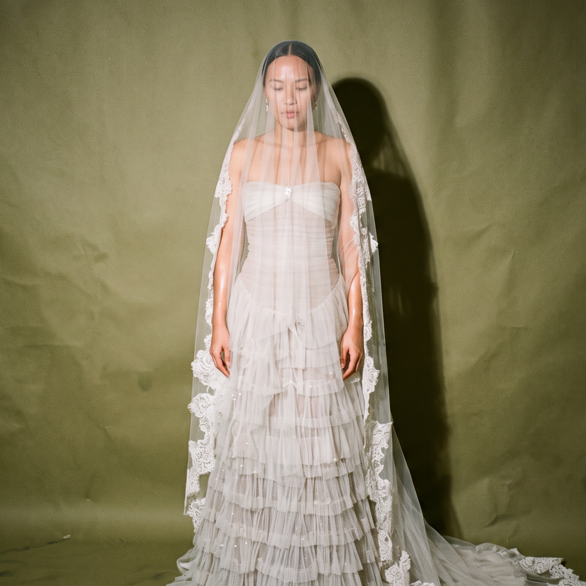 Heleyna Veil Cathedral Alencon Floral Lace