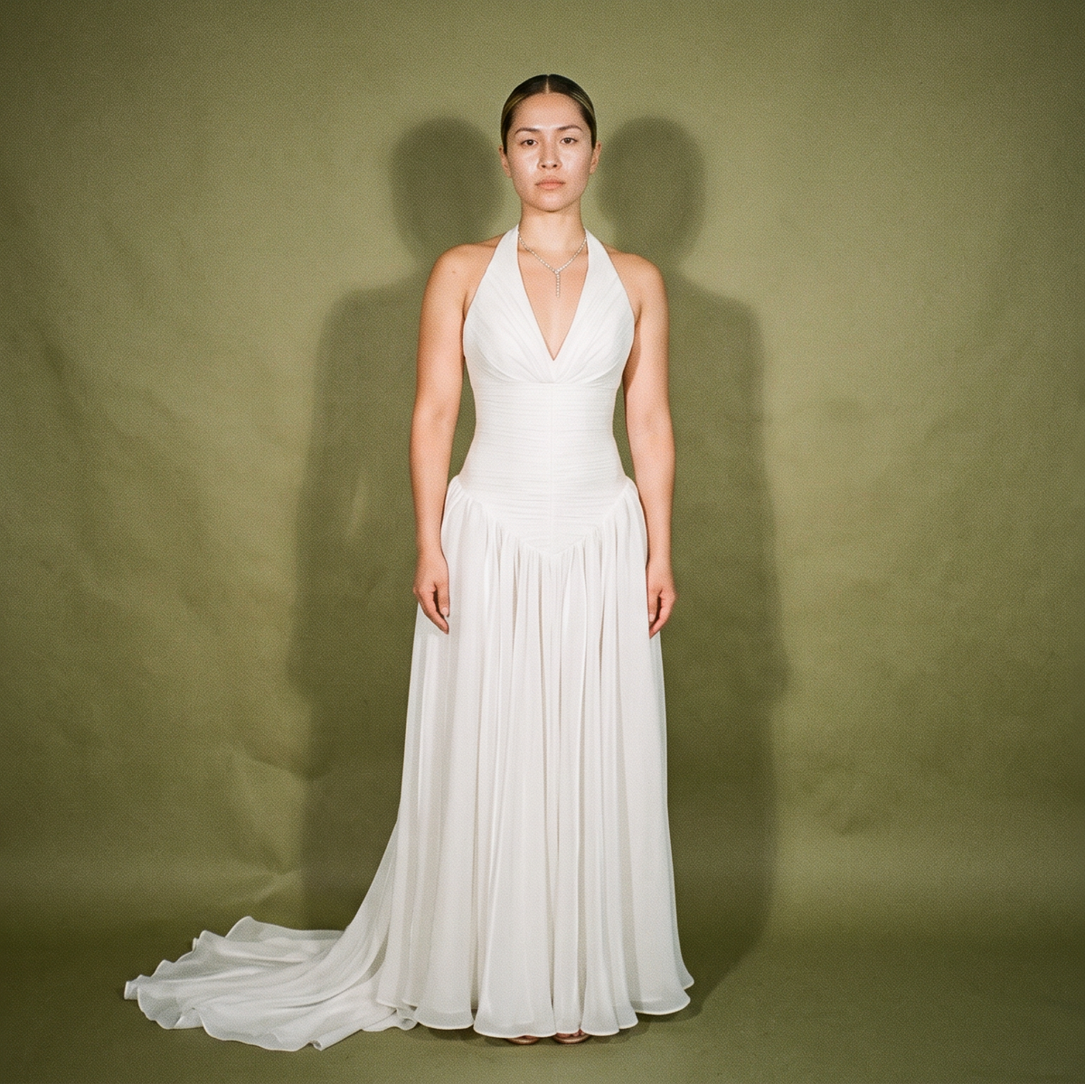 Mar Montes Halter Dress Ruched Bodice Detail