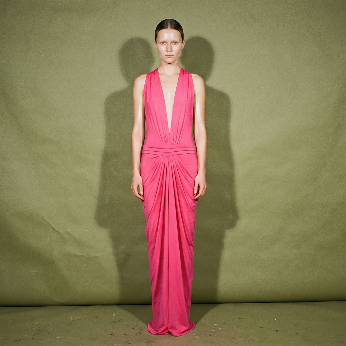 Martin Bautista Deep V-Neck with Wide Shoulder Straps Draped