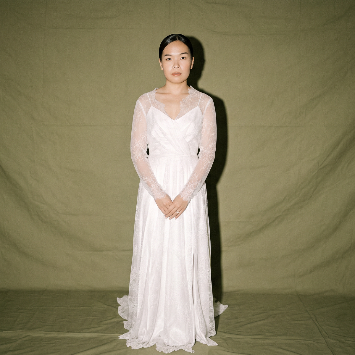 Eve The Label Long Sheer Lace Sleeves with Delicate Floral Detail