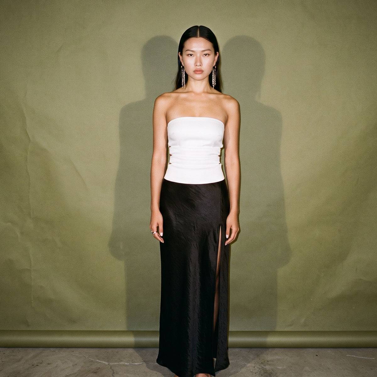 Meshki Brooklyn Two Tone Strapless Maxi Dress