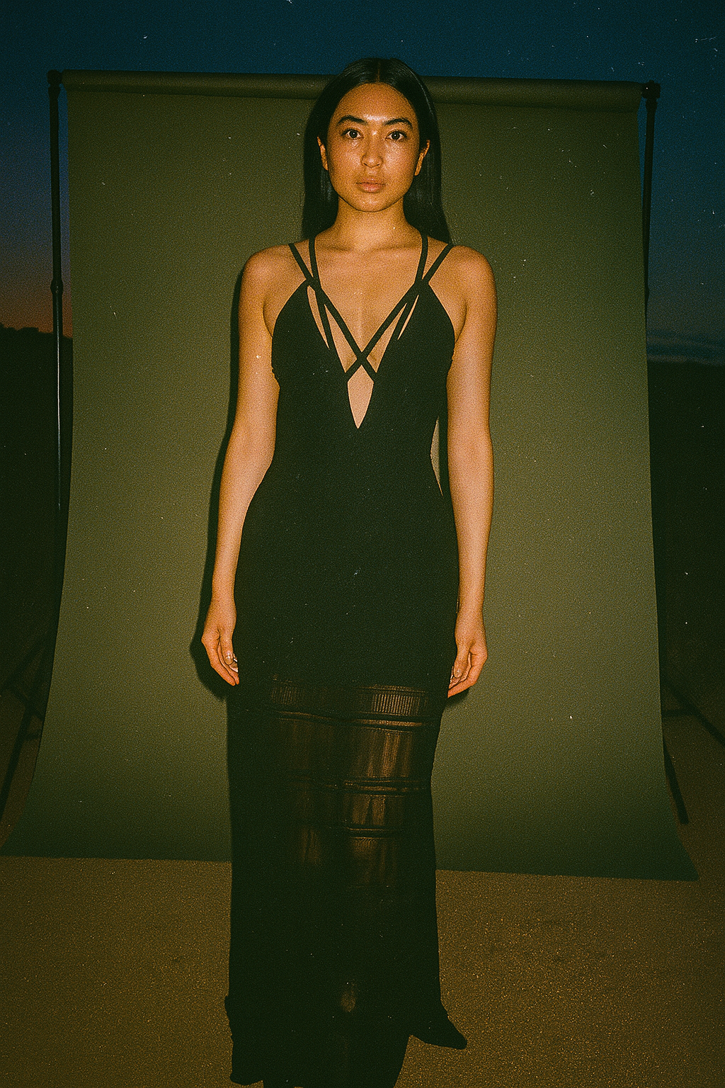 Herve Leger Black  Ribbed Stretchable Body Con  Dress