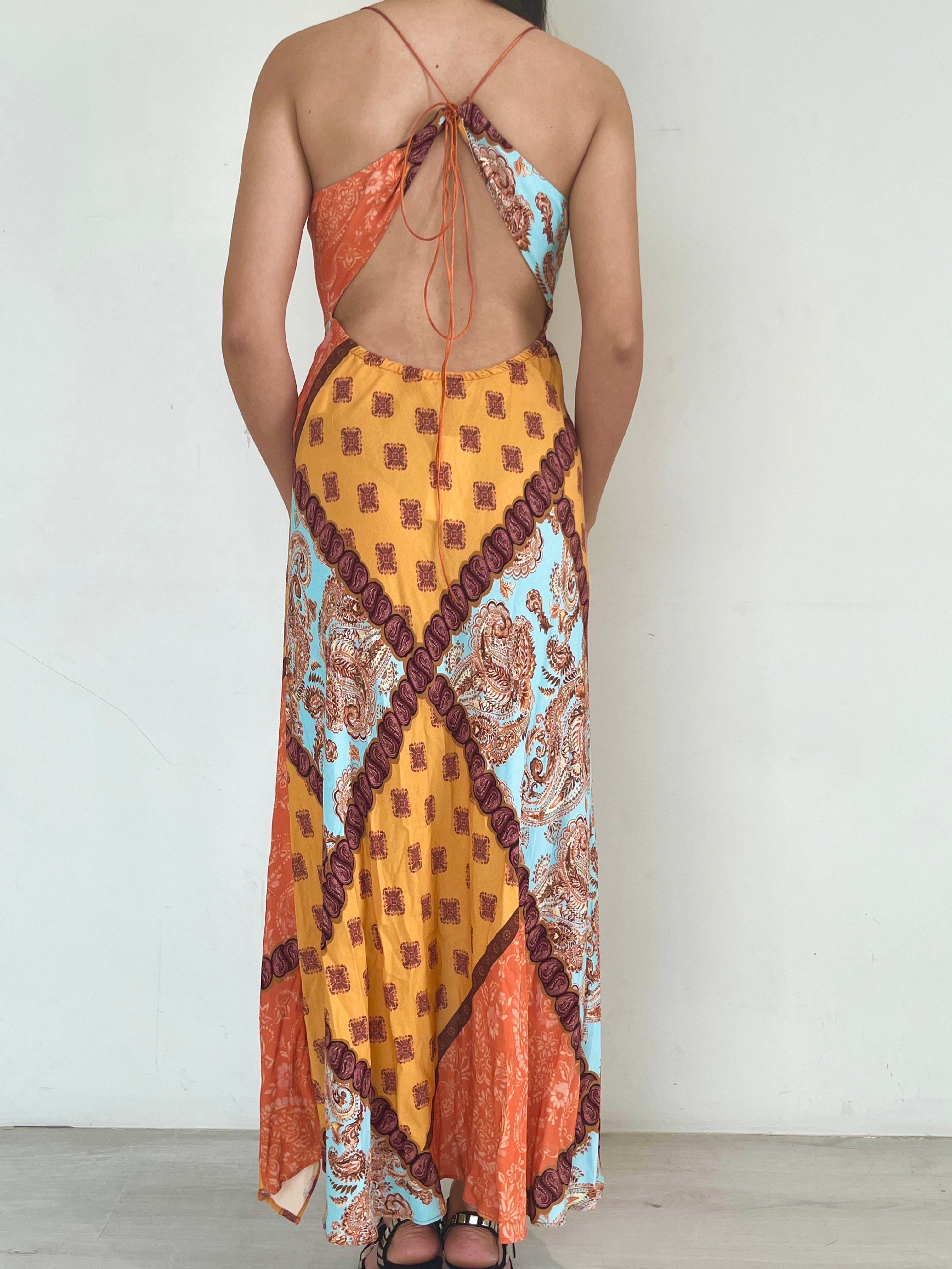 Esteban Cortazar Orange Backless with Print Design