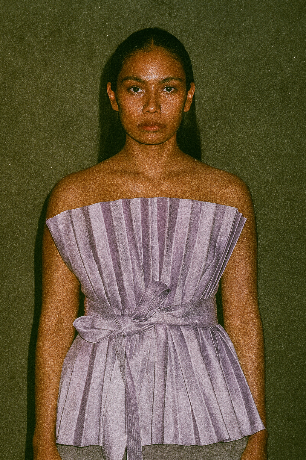 Vania Romoff Violet Pleated Chiffon Top
