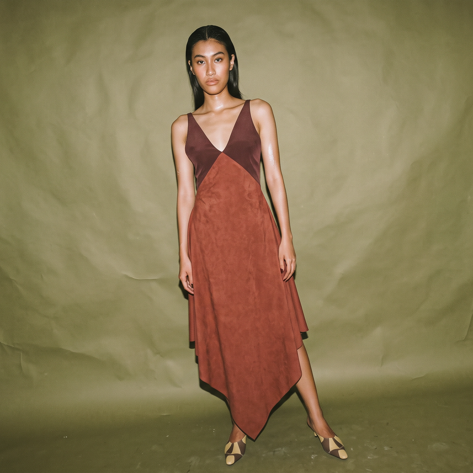 Mund Sleeveless V Neck Maxi Dress High Side Slits Flowing Silhoutte