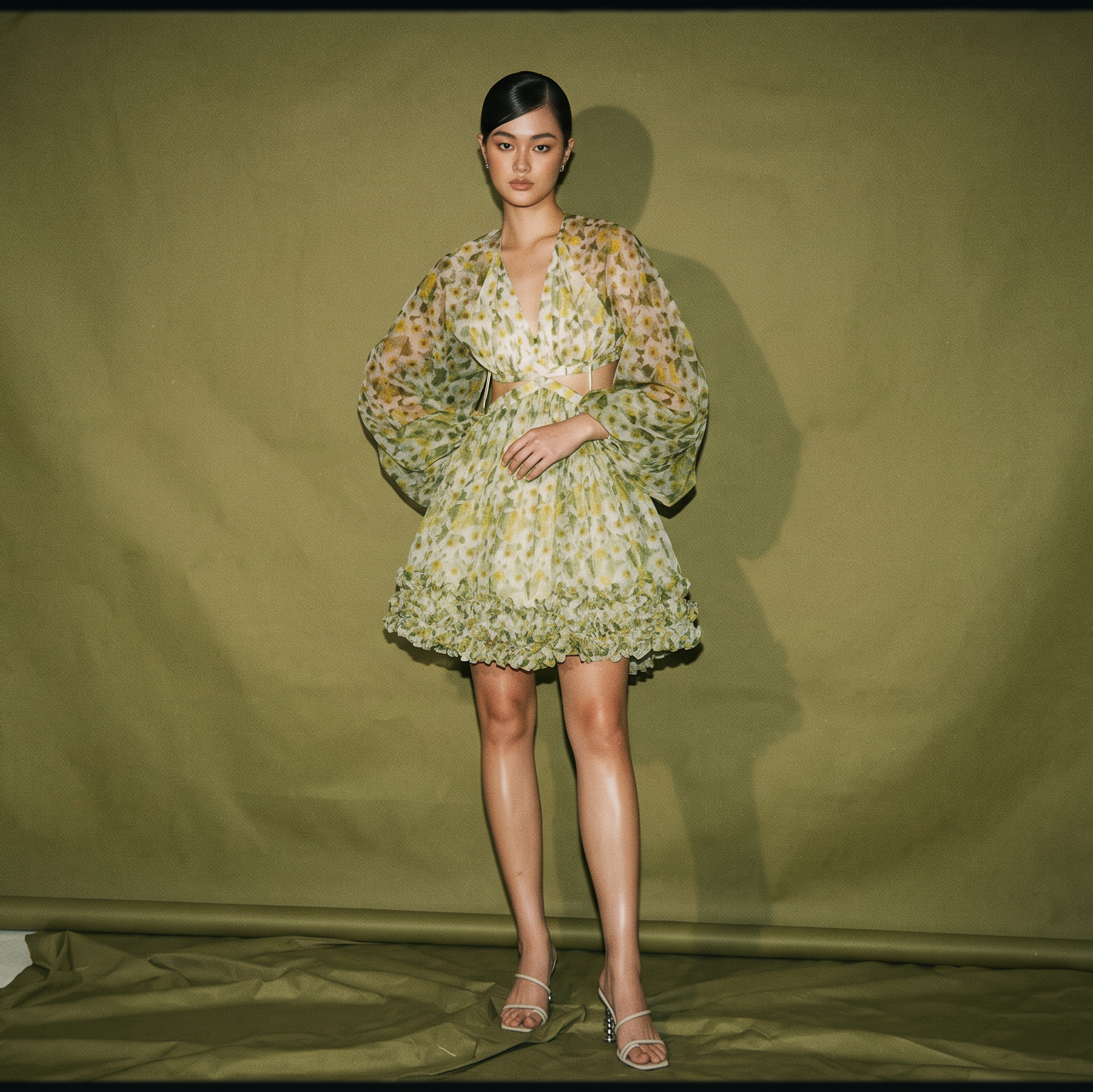 Dear Jose Floral Cutout Long Sleeve Mini Dress