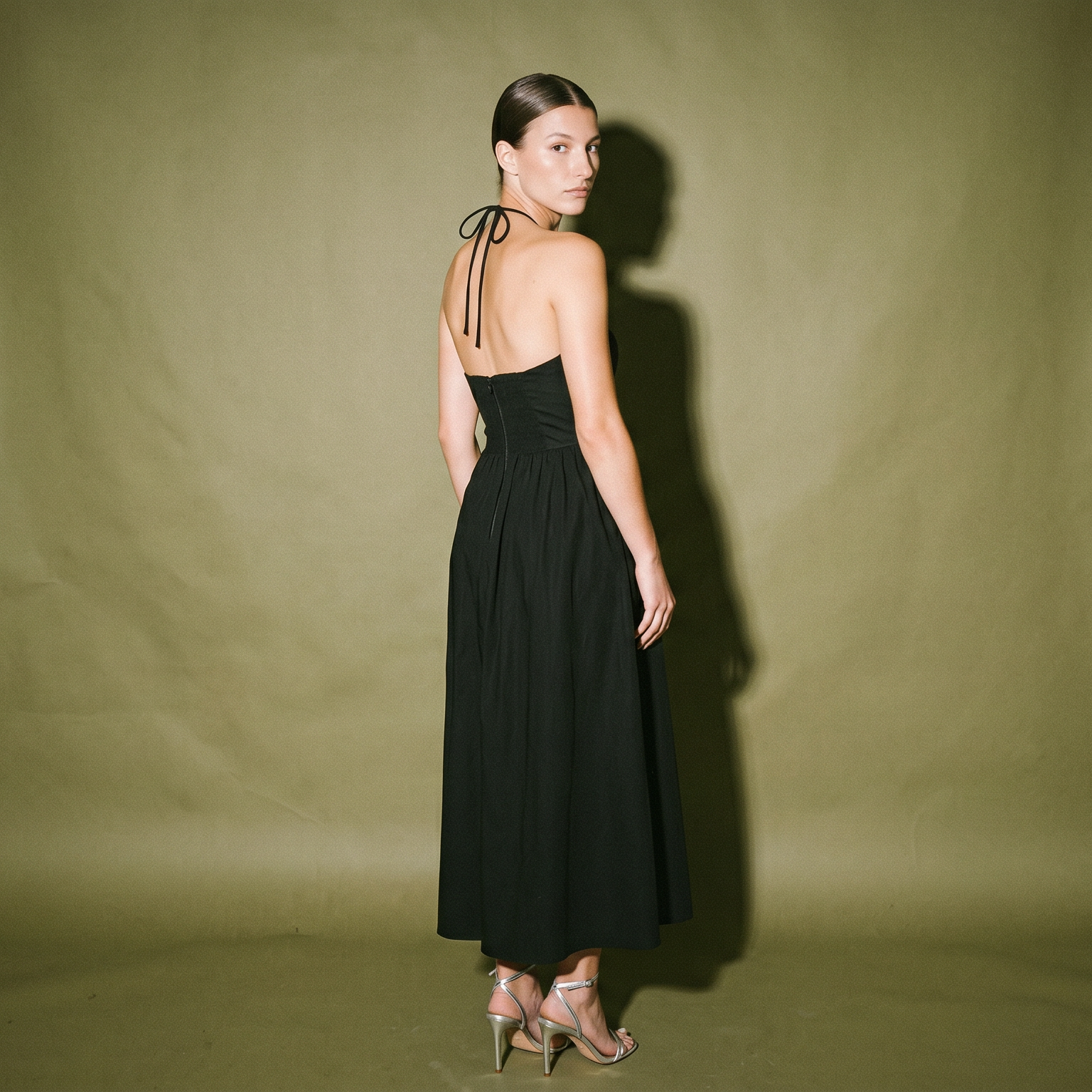 Reformation Long Dress Black Sleeveless Tie