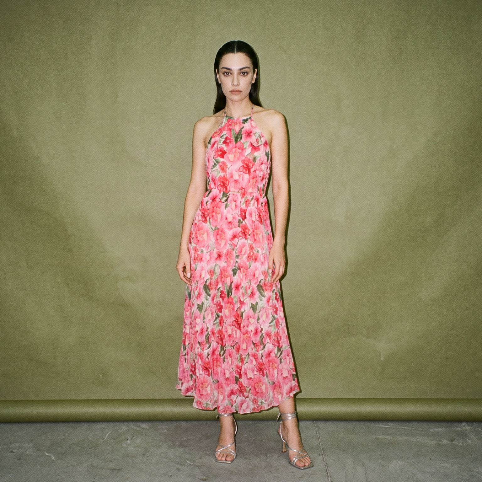 Ouropean Ztation Floral Dress Flowing Tulle