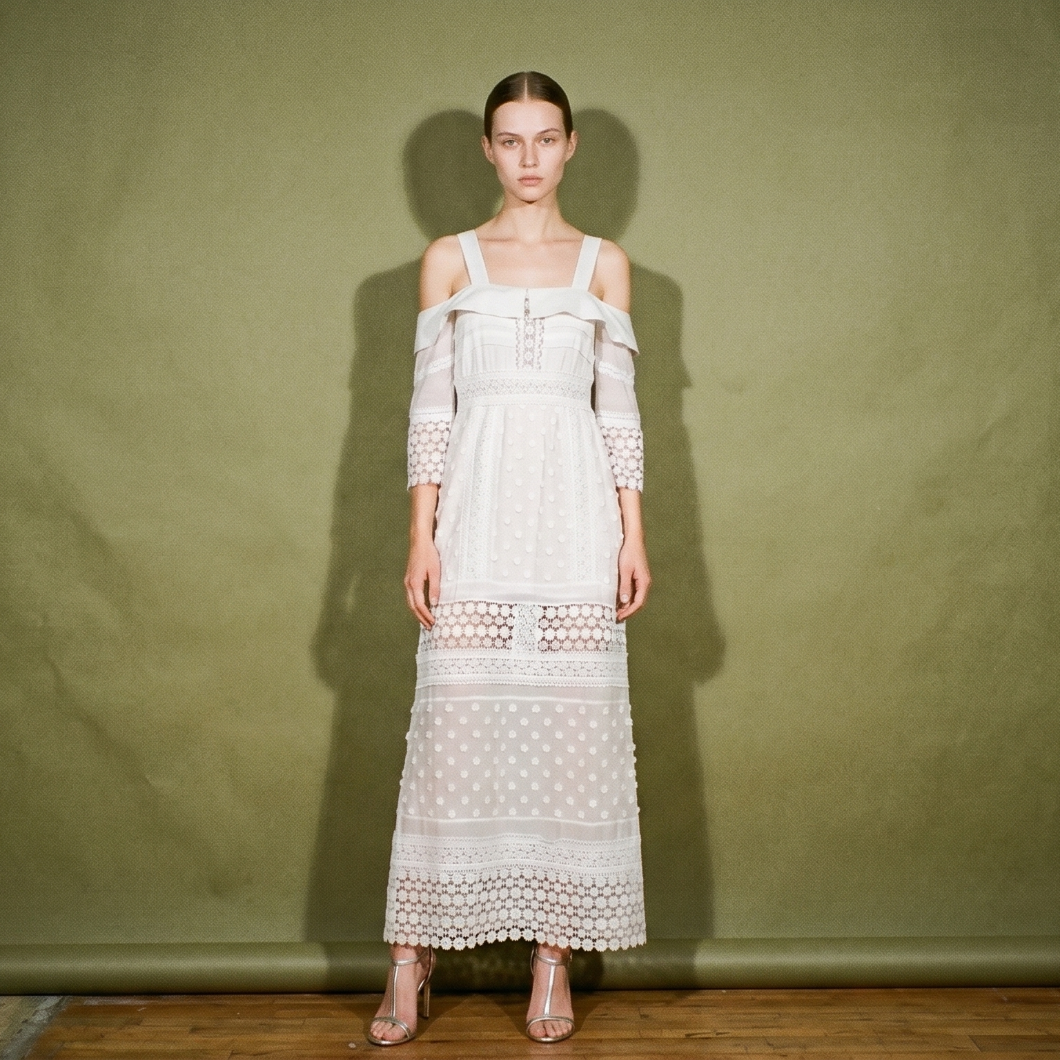 Self Portrait Eyelet Lace Floral Embroidery Off Shoulder