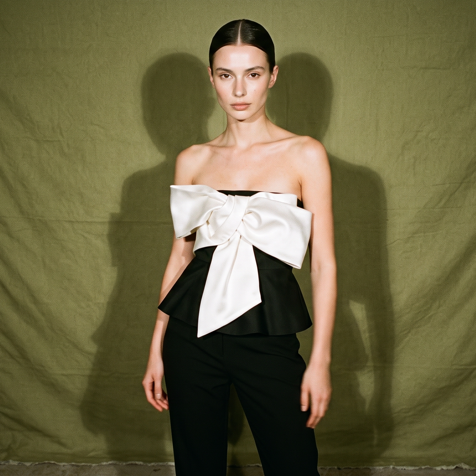 Vania Romoff Black Tube Top White Bow