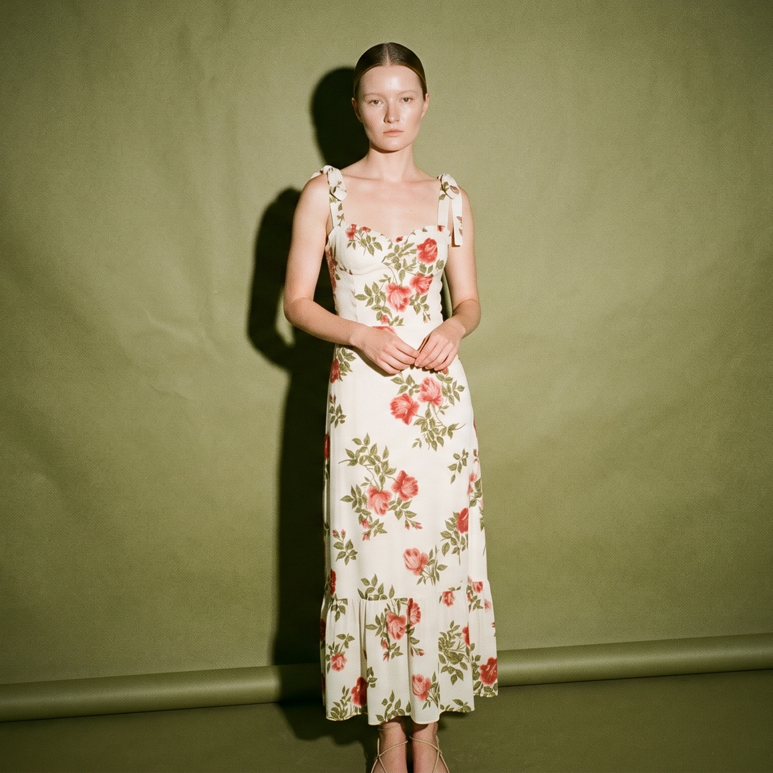 Reformation Dress Floral Zipper at the back Halter Style Tie