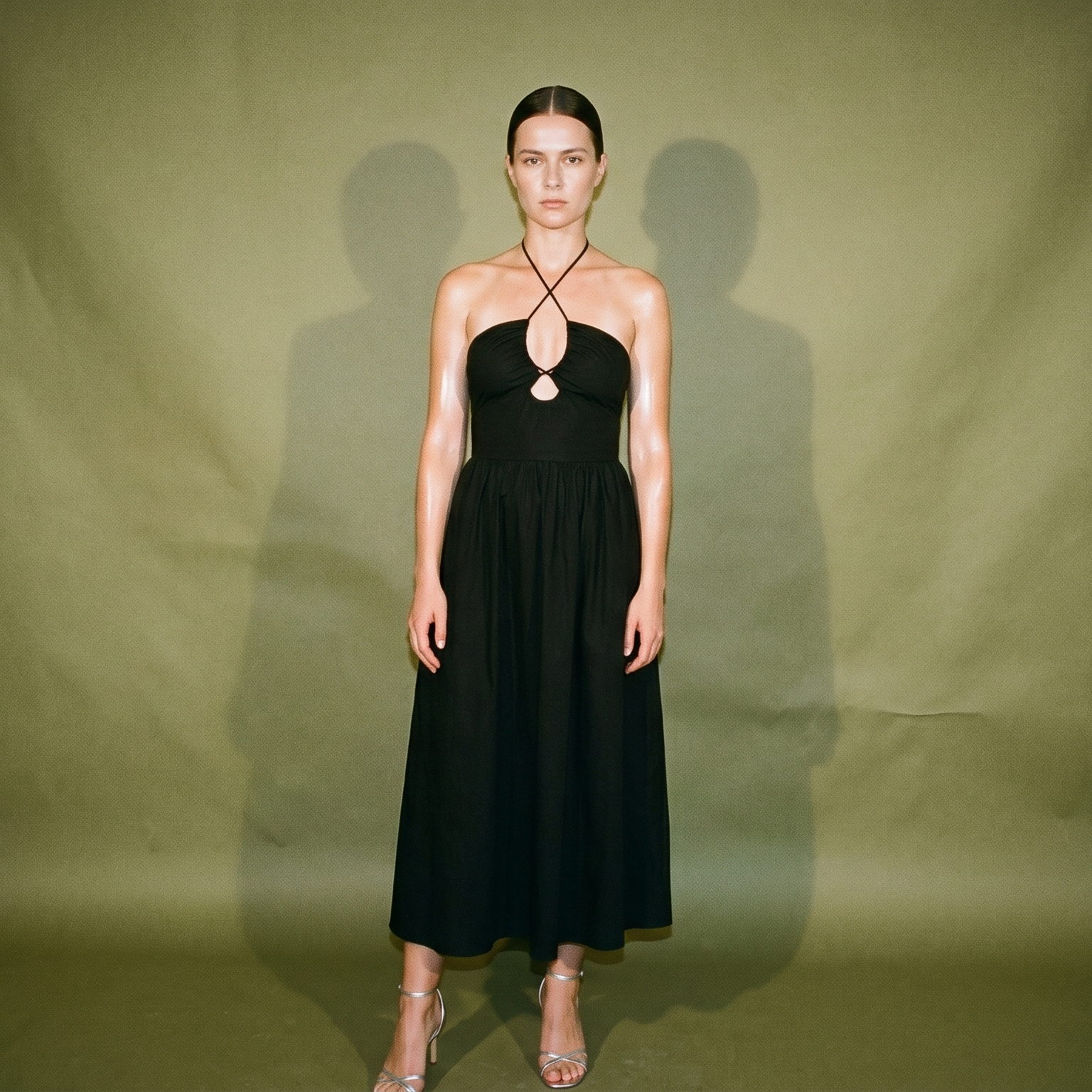 Reformation Long Dress Black Sleeveless Tie