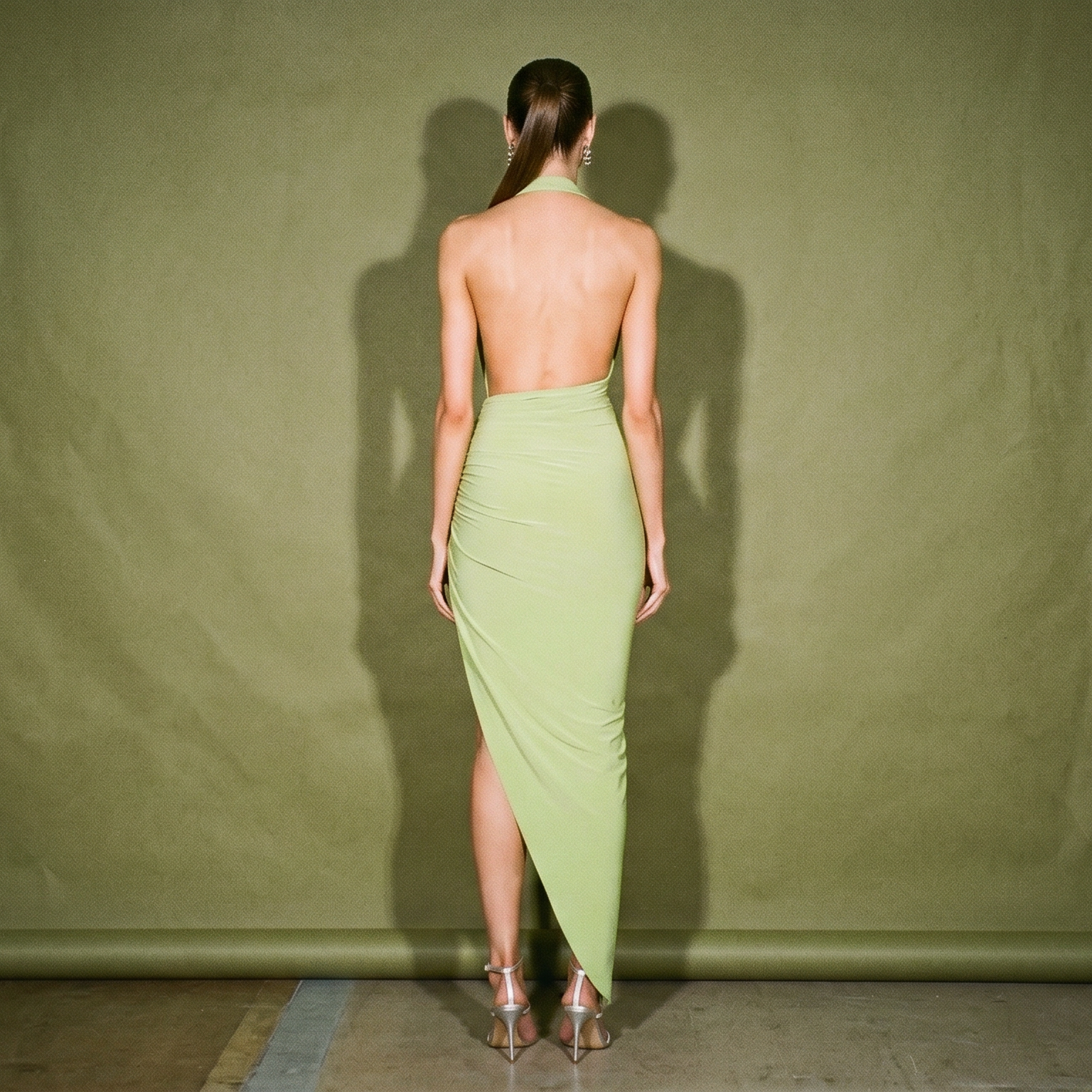 Norma Kamali Green Dress Cut Out Back