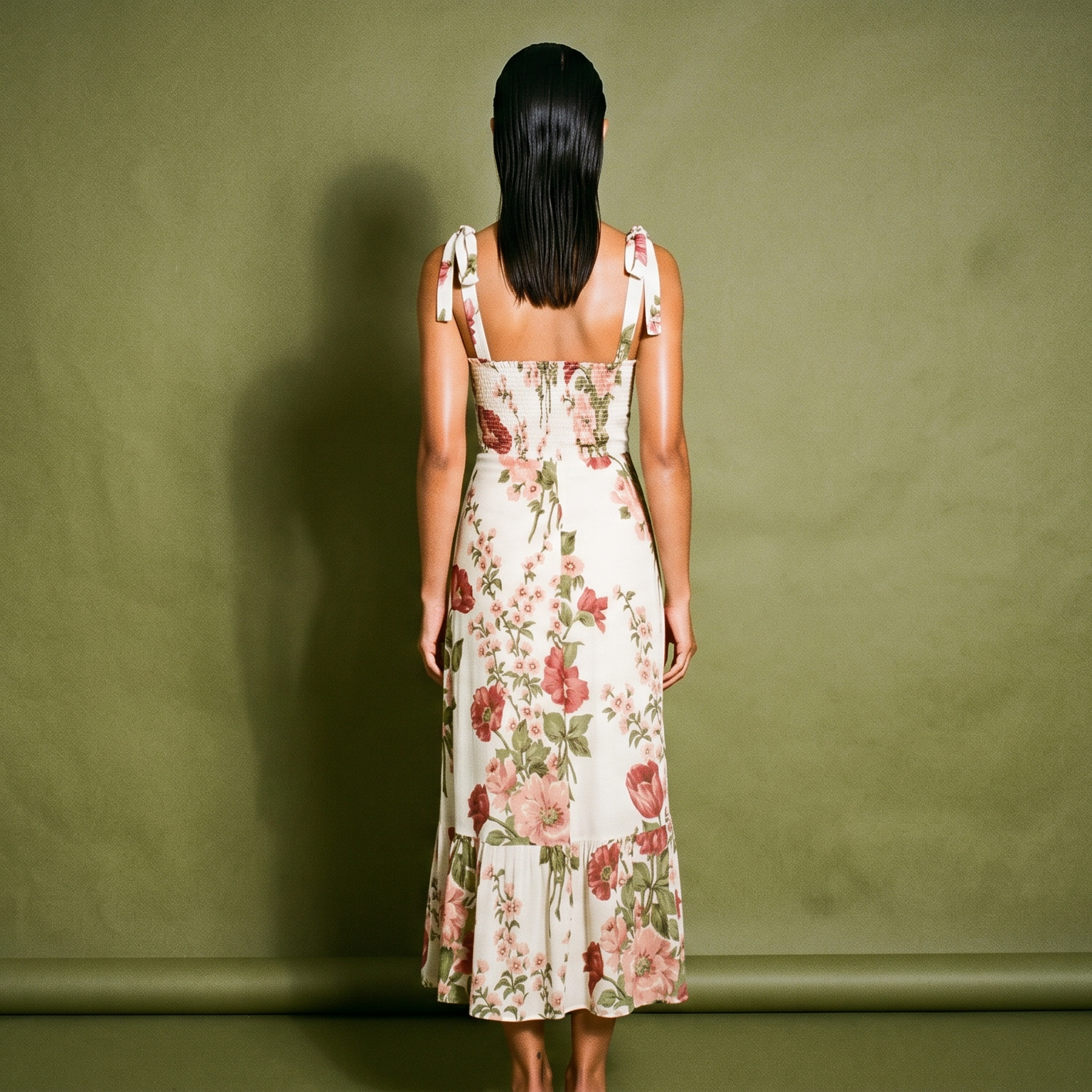 Reformation Dress Floral Zipper at the back Halter Style Tie