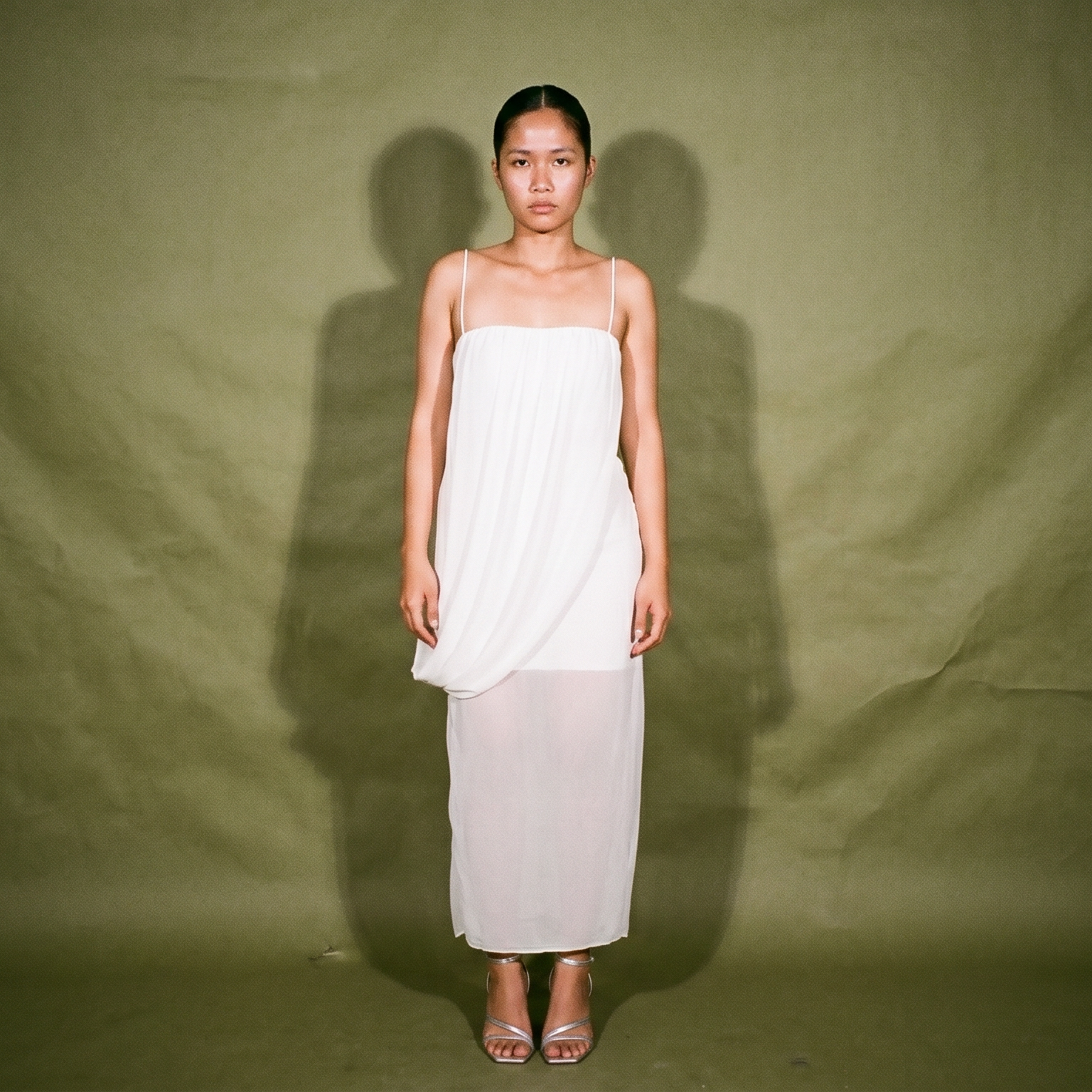 Lane Jt White Modern Grecian Inspired Silhouette Drape Flowing Texture