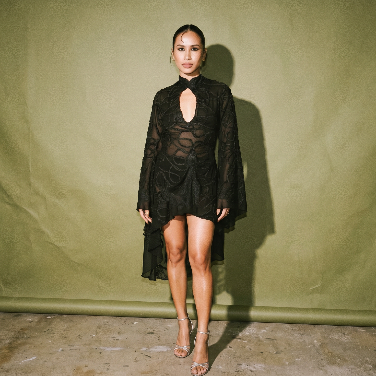 Bella Borromeo Black Long Sleeve Mini Dress