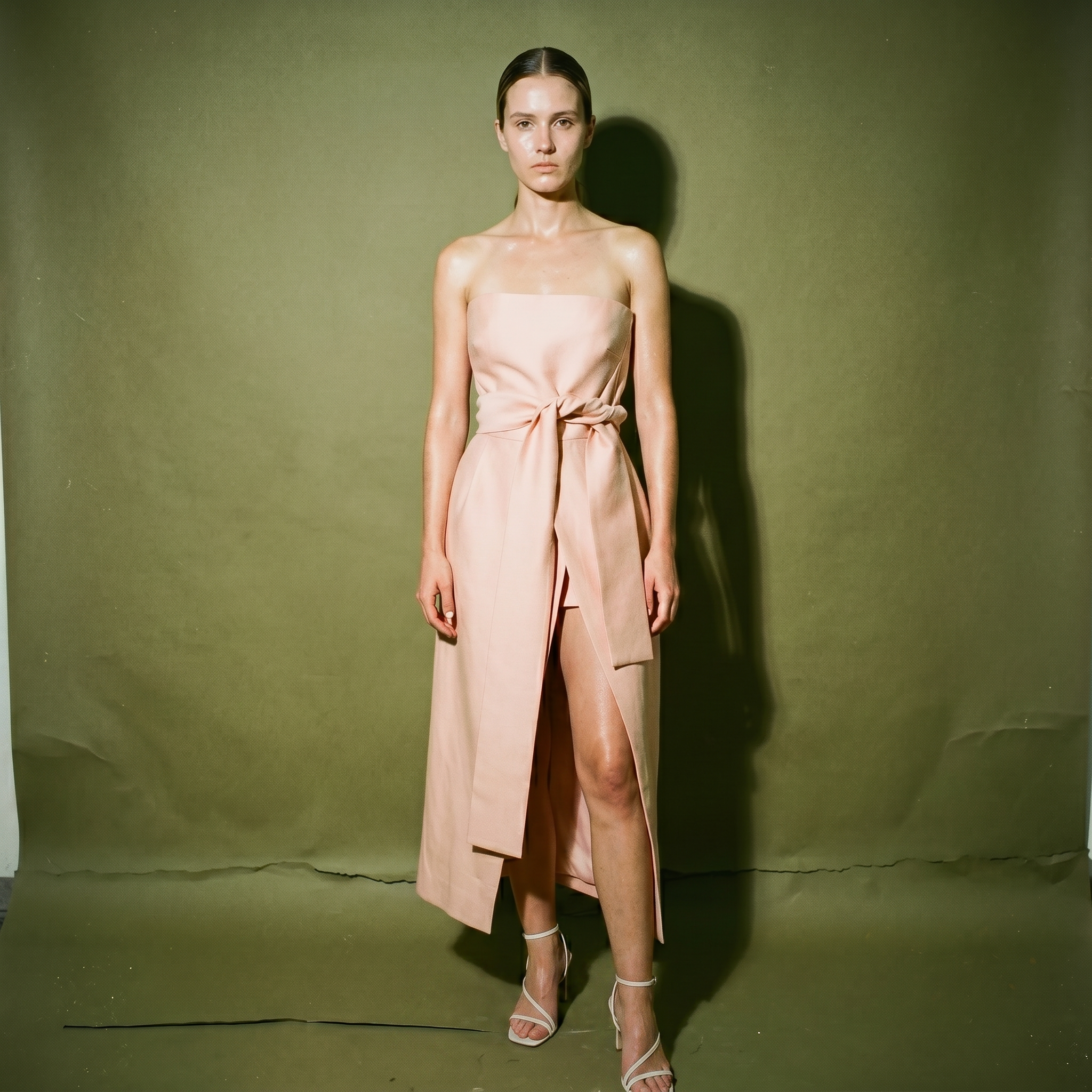 C/Med Collection Light Pink Tube Dress with Tie