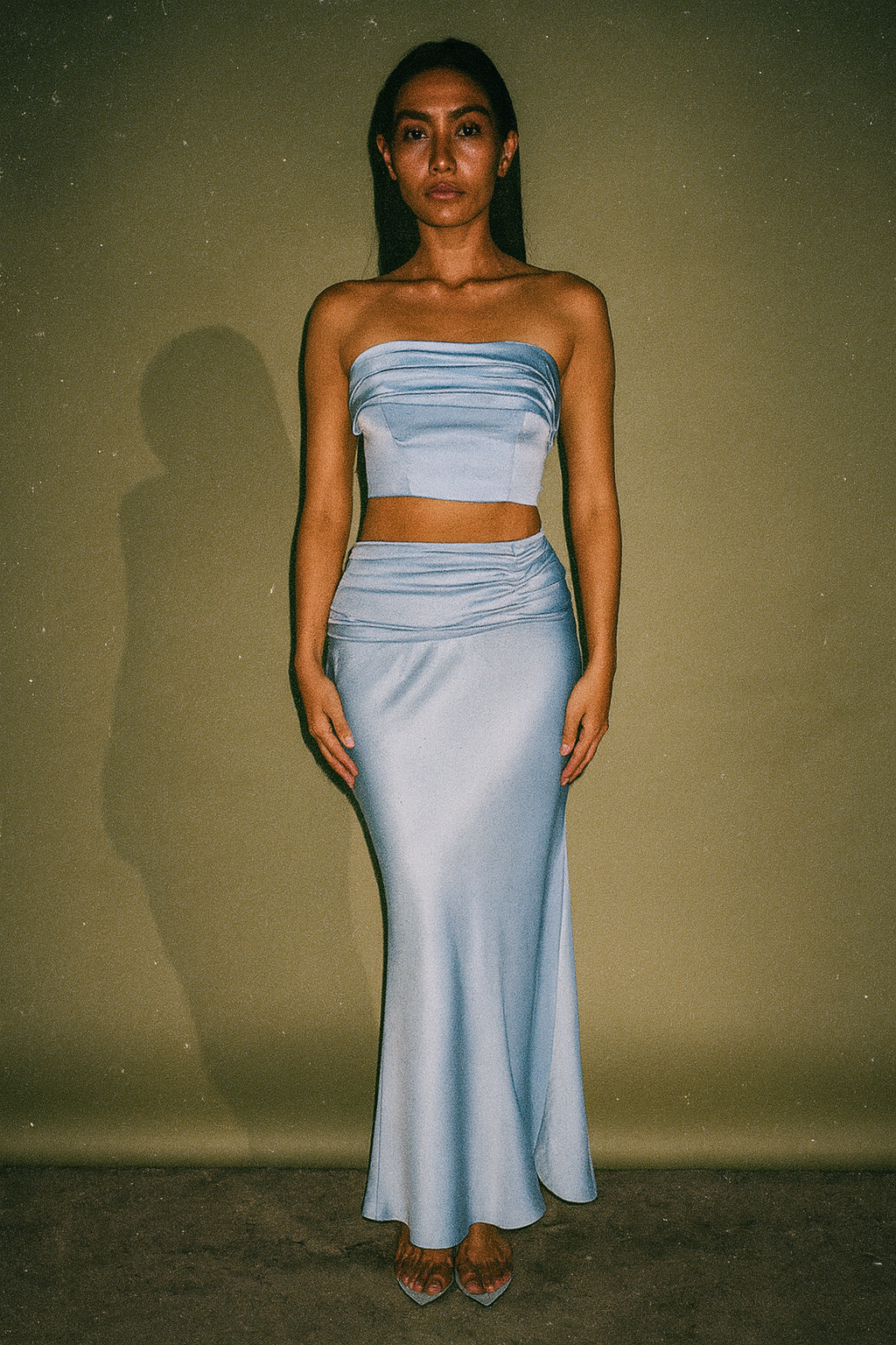 Meshki Coord Light Blue Ruching Silk