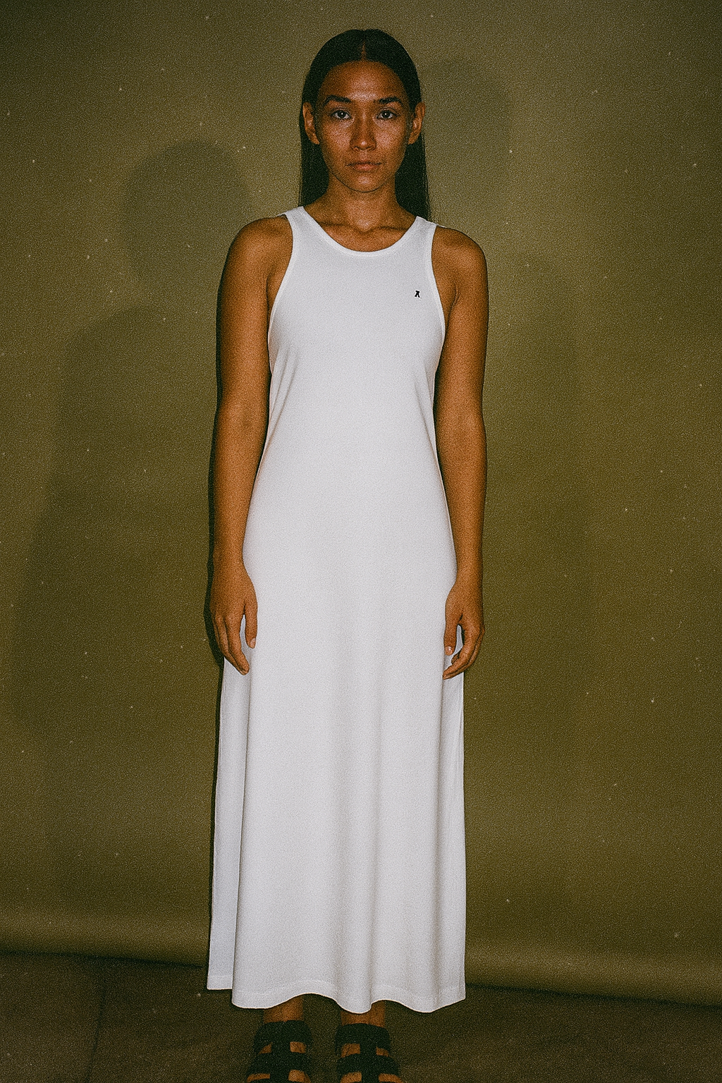 Raf Simons White Embroidered Sleeveless Dress