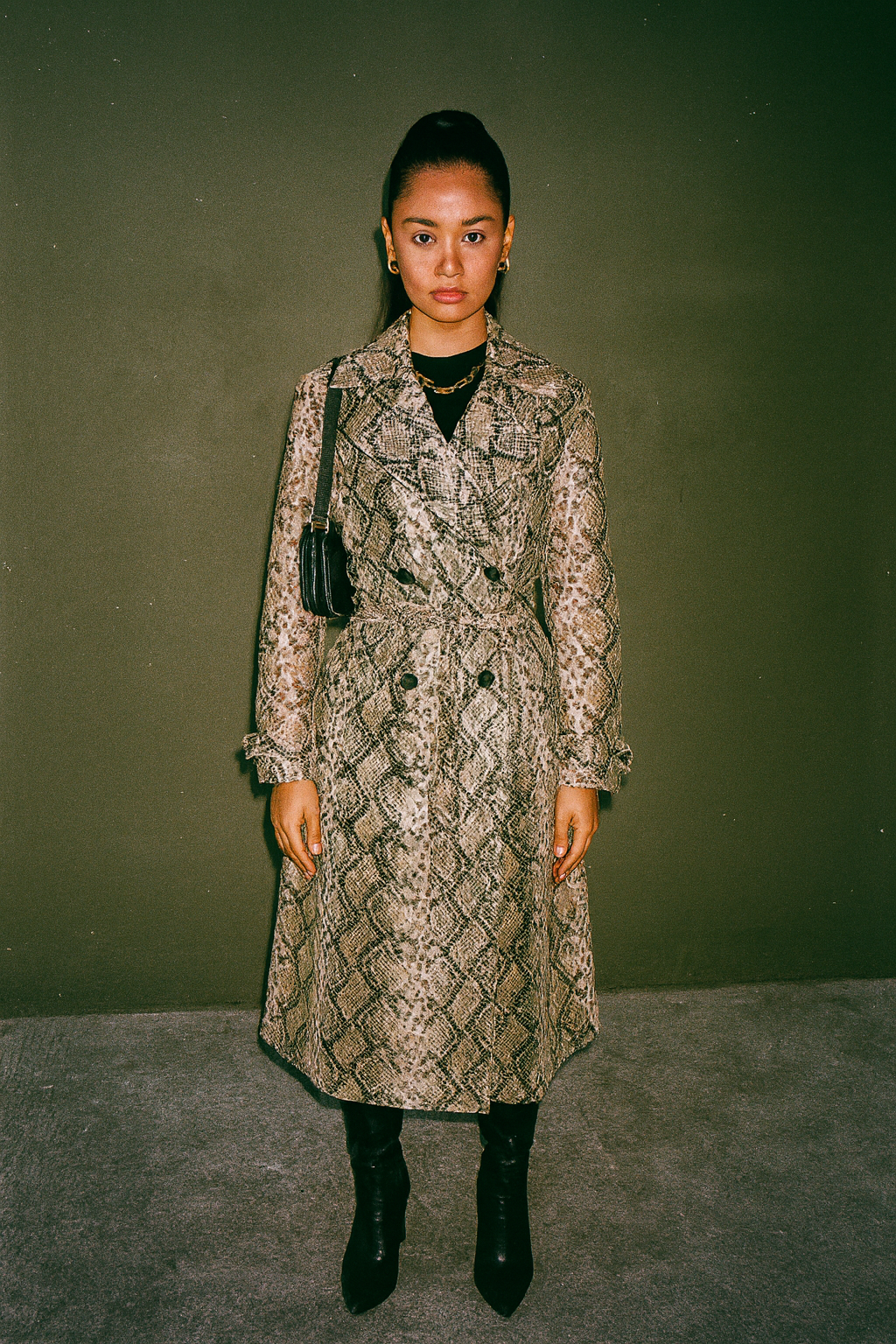 L'Academie Snakeskin Long Line Jacket Style with Belt
