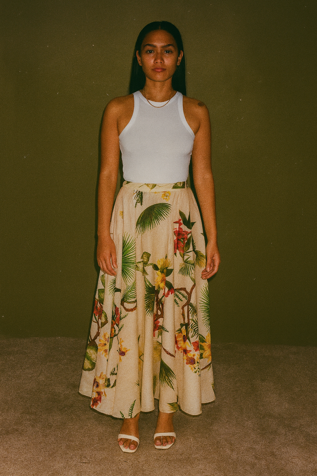Jungle Print Linen Dress