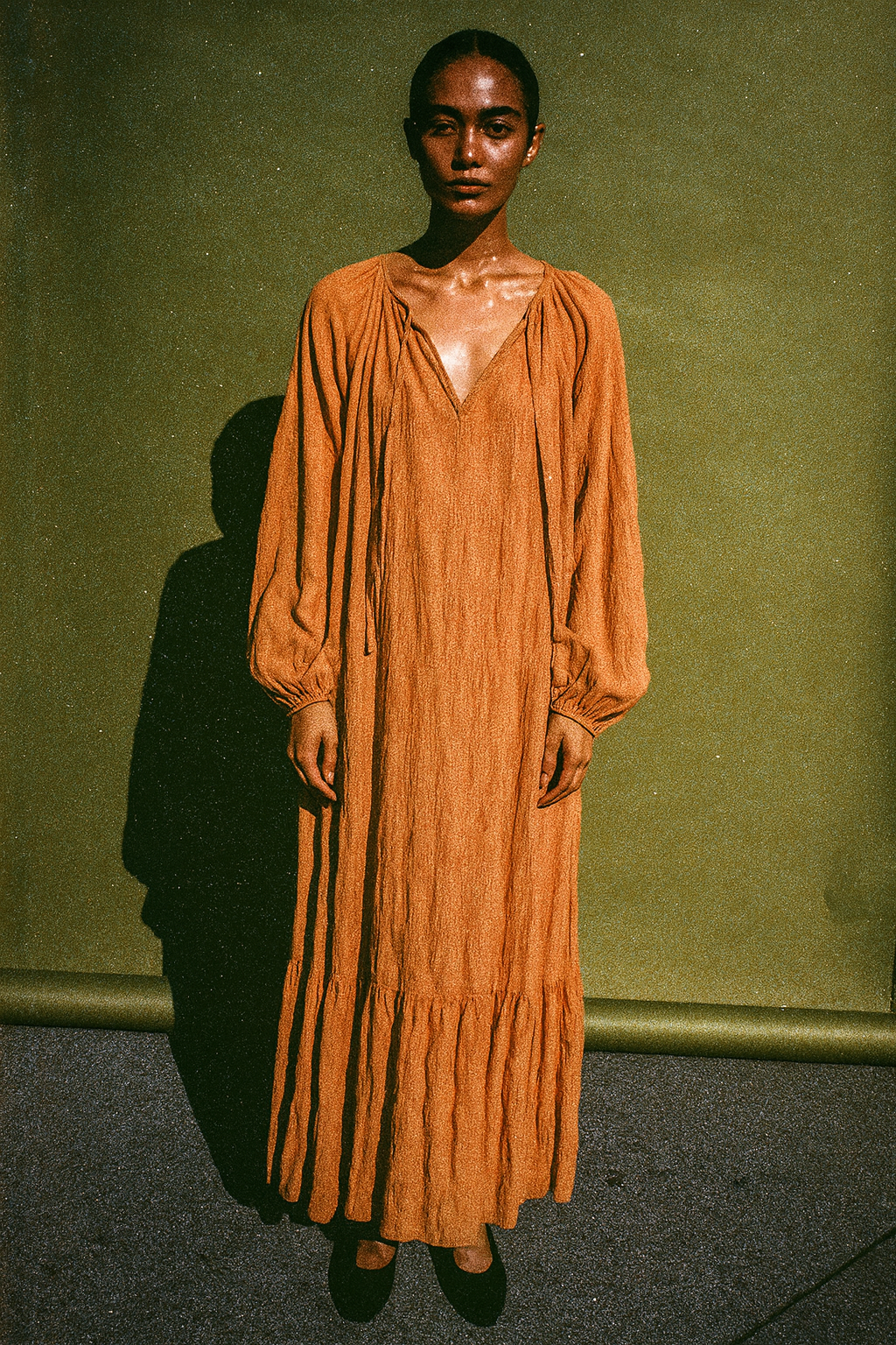 Brown Long Sleeve Dress