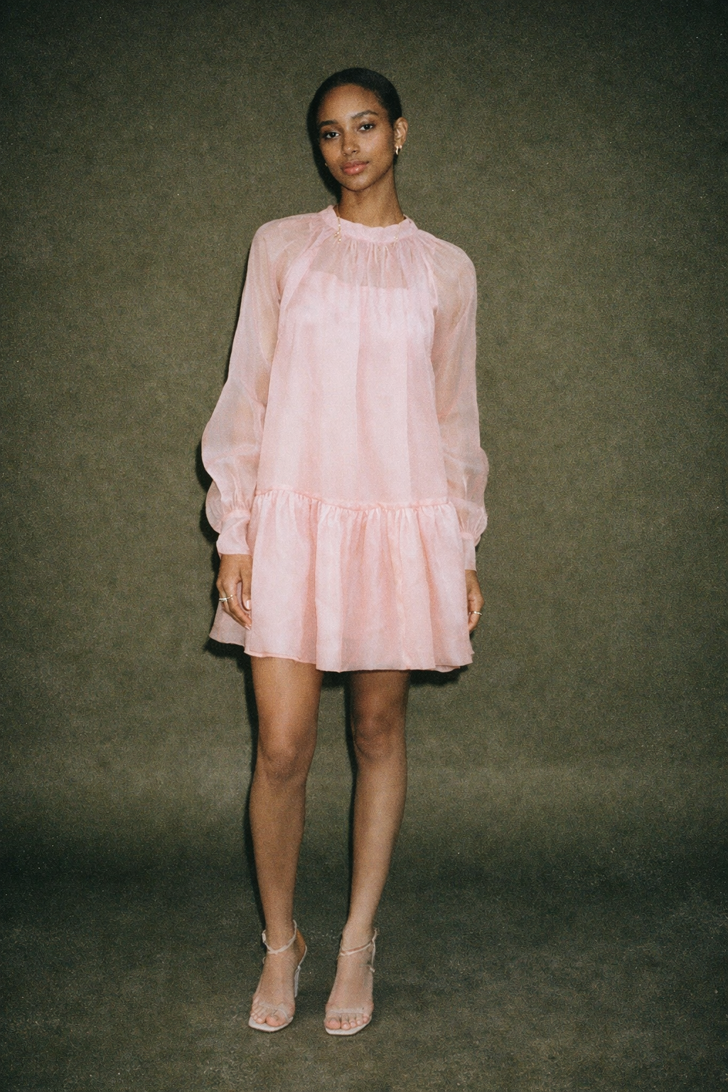 Rotacion Sheer Pink Organza Puff Dress