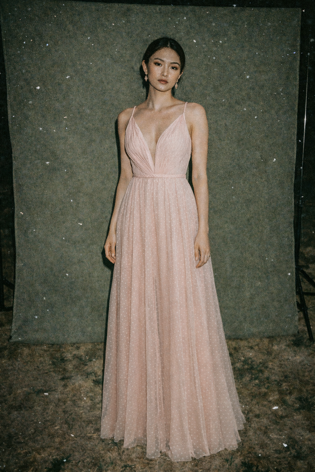 Rotacion Sleeveless Dress Plunging V Neck Narrow Waistband