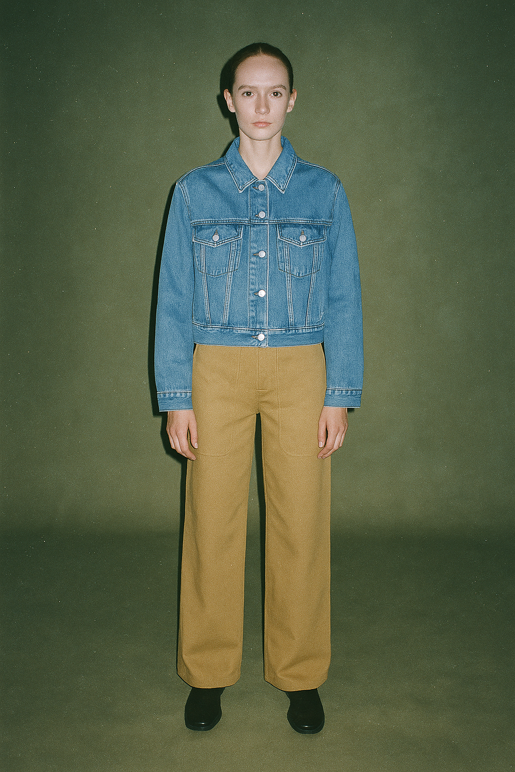 Denim Jacket Acne Studios with Collar Button Front Closure Two Chest Pockets Flaps