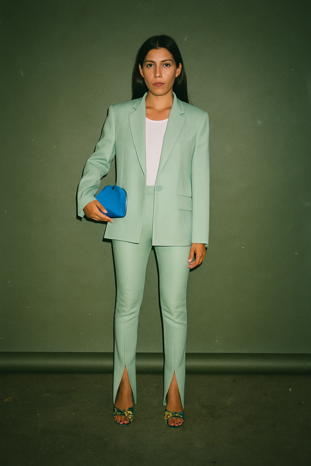 The Attico Green Coat with One Botton in Front