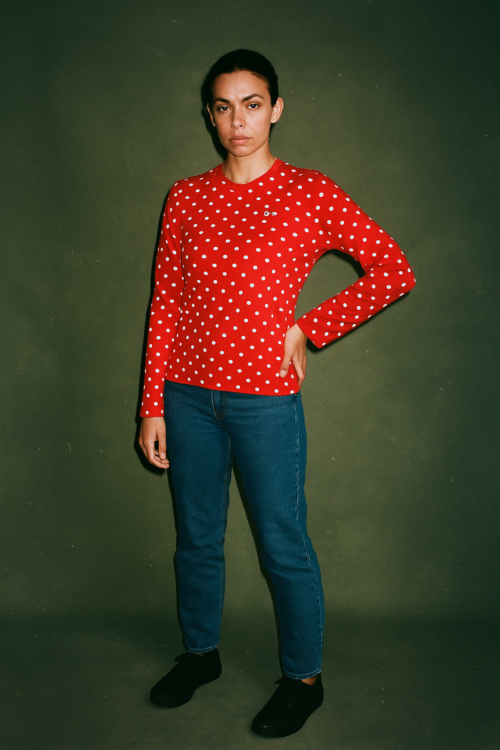 Play Comme Des Garcons Long Sleeve Red Polka Heart
